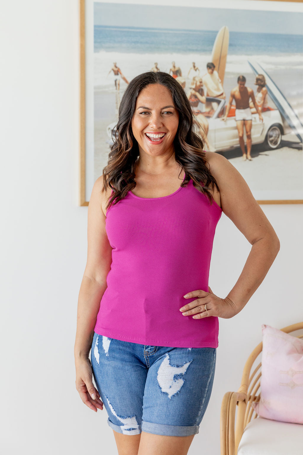 Fuchsia Billi Tank Top for Women - Stylish Casual Blouse for Summer Outfits & Beach Wear