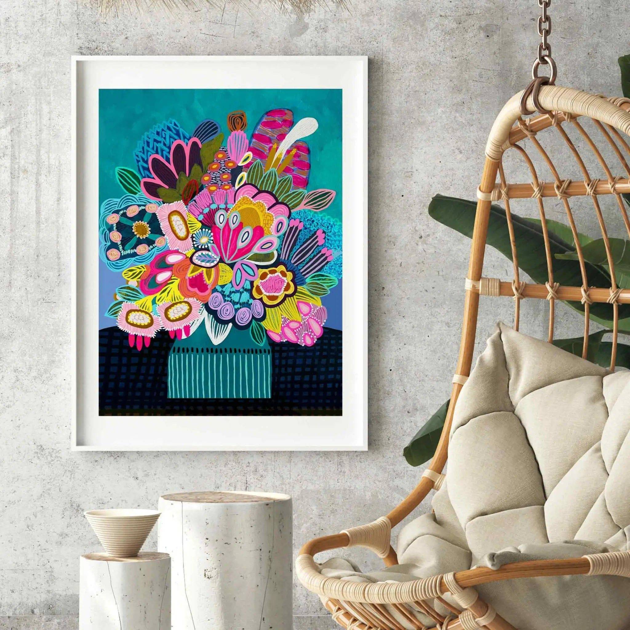 Botanica Stupenda Modern Wall Art Print - Framed Botanical Decor for Living Room, Bedroom & Office - Perfect Home Decor Gift Idea