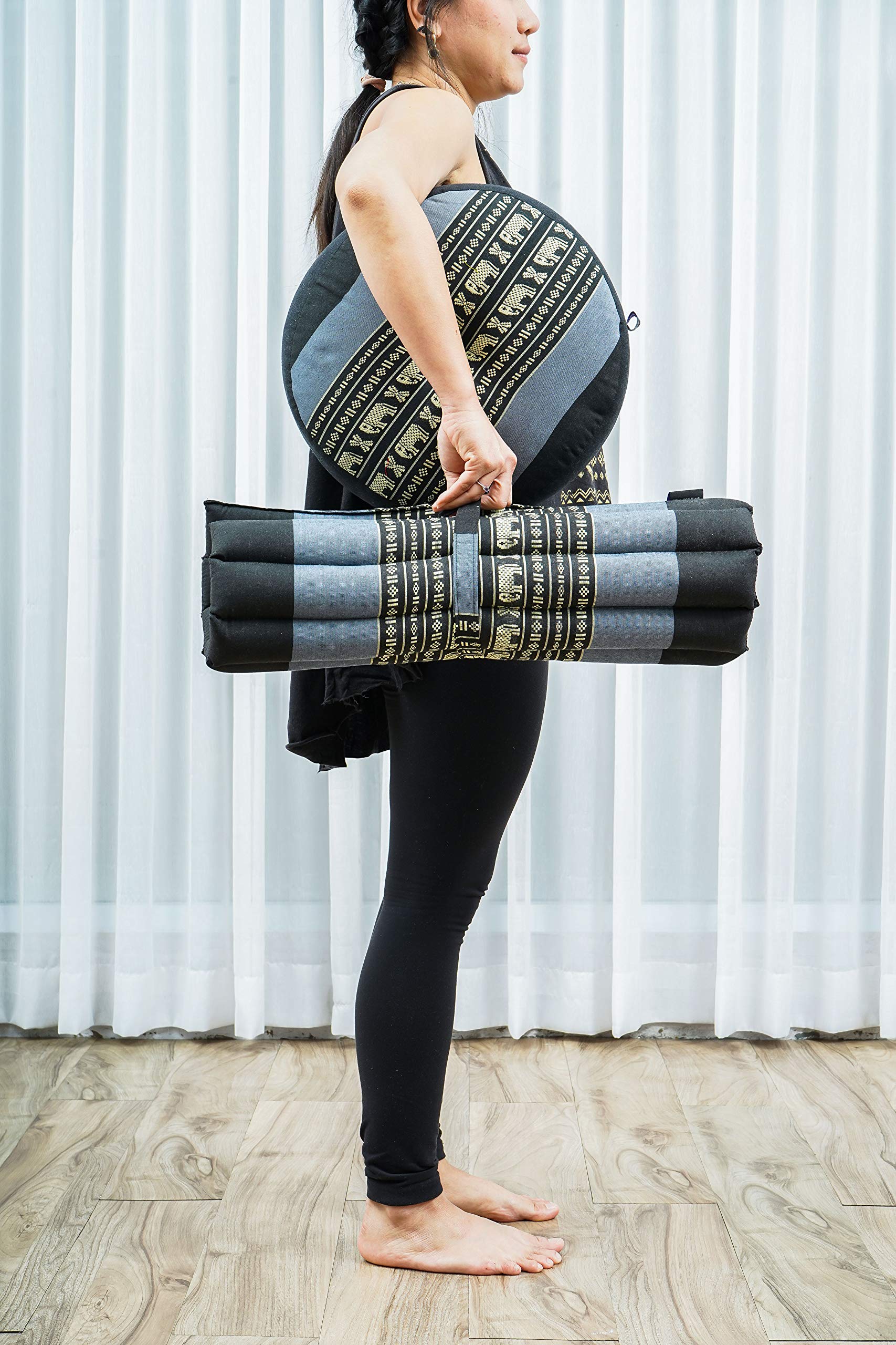Premium Meditation Cushion Set - Zafu Yoga Pillow & Zabuton Mat with Natural Kapok Filling for Comfortable Seated Meditation, Yoga & Mindfulness Practice at Home or Studio