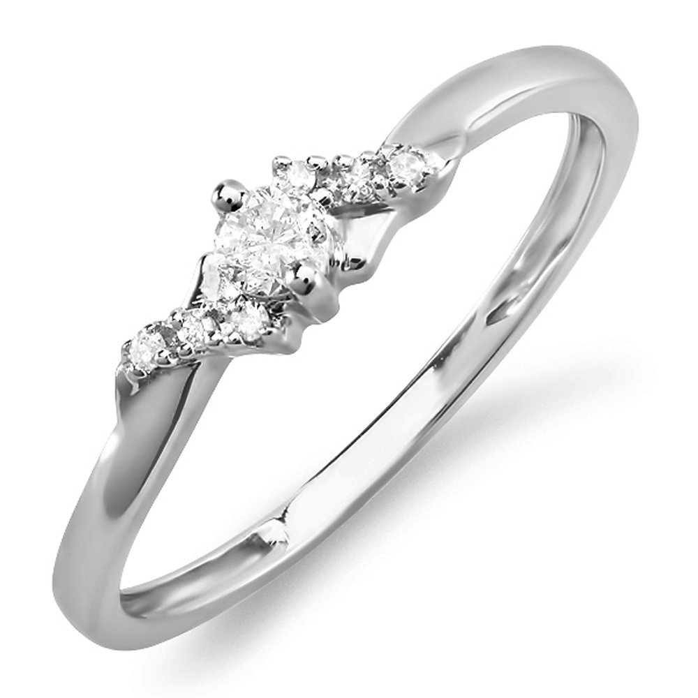 0.18 Carat 14K Solid Gold Round Diamond Engagement Ring for Women - Dazzlingrock Collection | Bridal, Promise, Anniversary Gift for Her | Perfect for Proposals, Weddings & Special Occasions