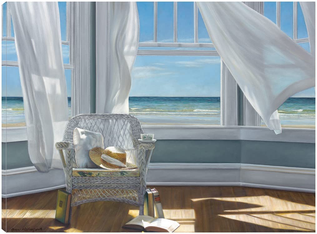 Gentle Reader Canvas Wall Art by Karen Hollingsworth - Hand-Painted Fine Art Print for Living Room, Bedroom, Office Decor - 32x24 Inches - Ready to Hang - Perfect for Home, Dining Room & Guest House Decorations