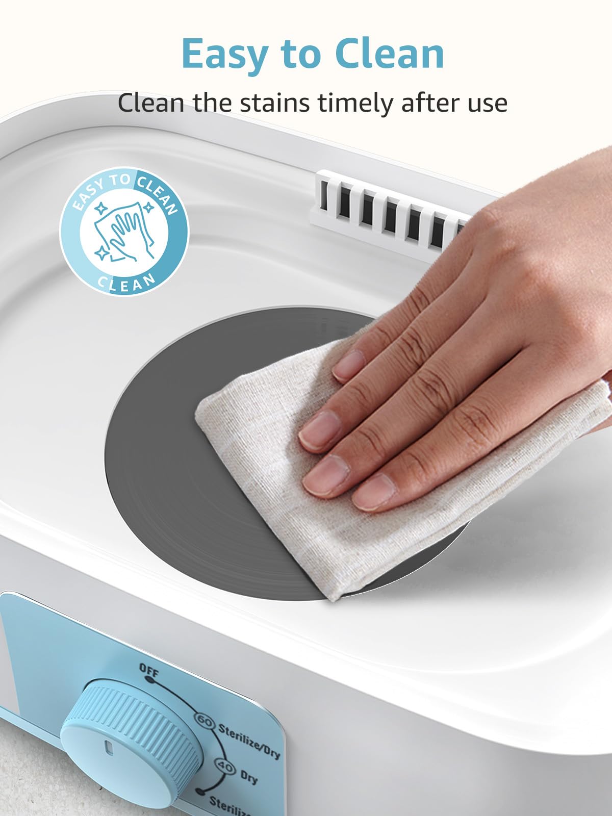 GROWNSY Electric Baby Bottle Sterilizer and Dryer - Steam Sanitizer for Bottles, Pacifiers & Breast Pump Parts (Blue) | Perfect for Nursery, Travel & Daily Baby Care
