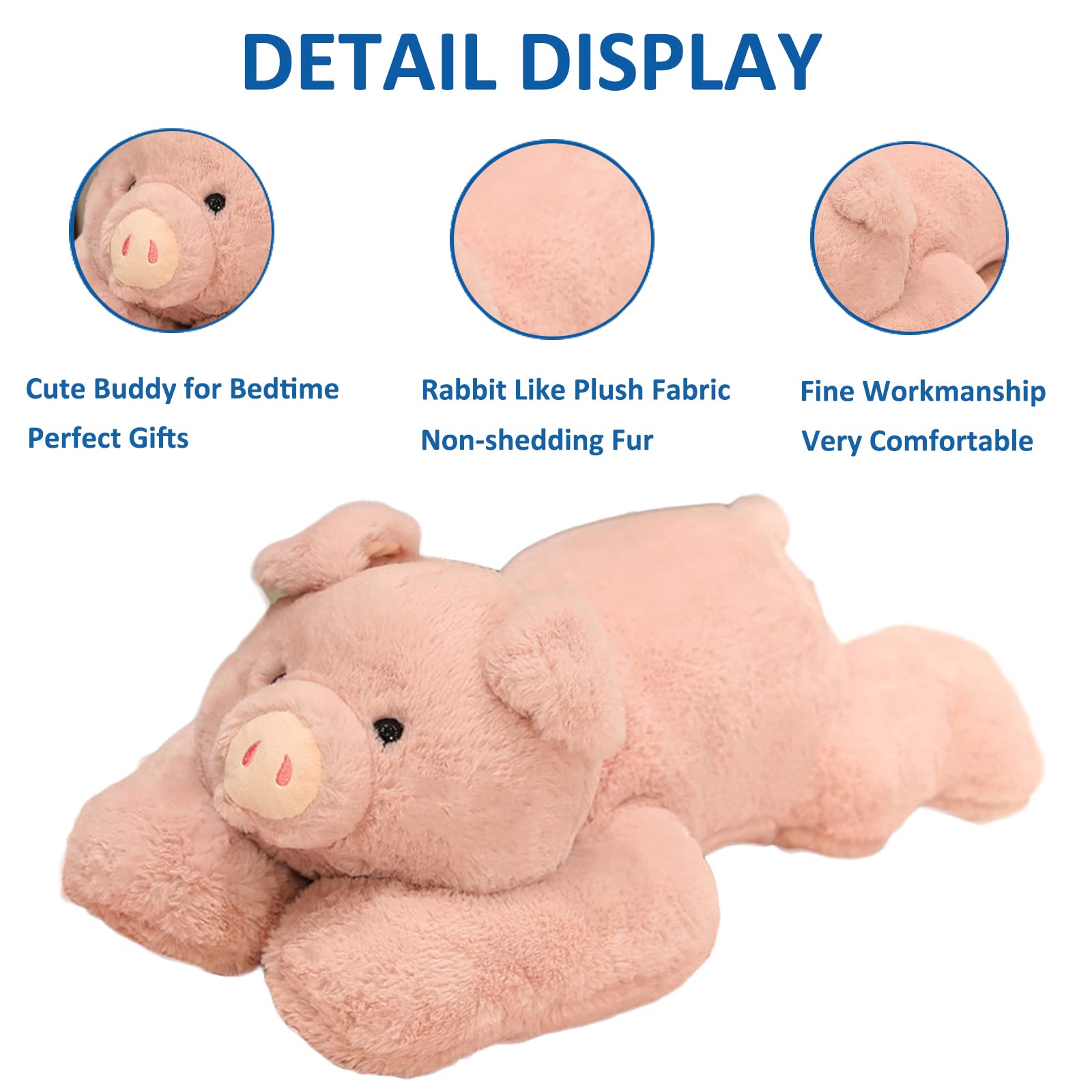 6.2lbs Weighted Stuffed Pig Plush Toy - 29.5 Inch Cute Pink Pig Pillow for Anxiety Relief, Sensory Therapy, Kids & Adults | Perfect for Stress Relief, Sleep Aid, and Calming Comfort