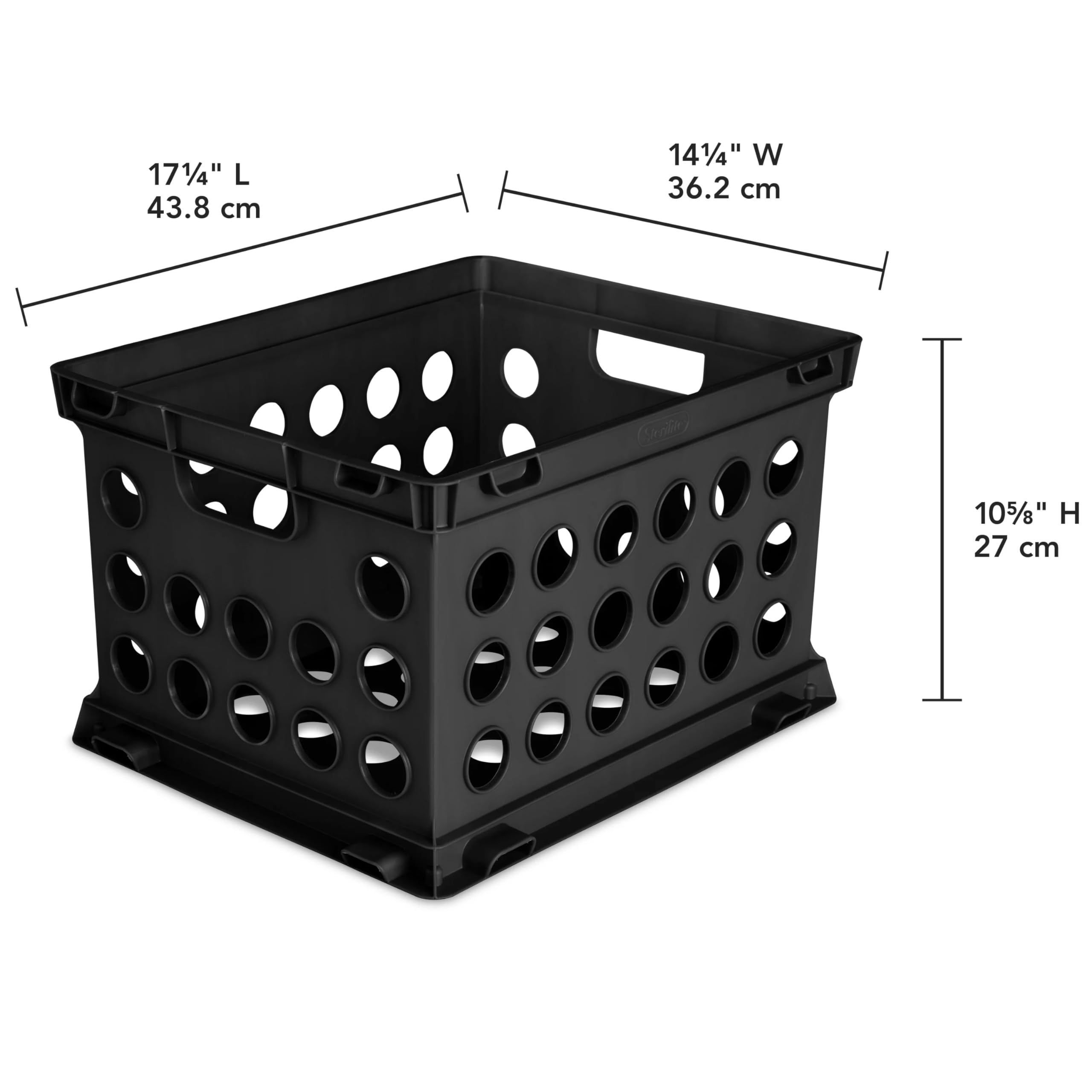 Stackable Plastic File Crate with Handles - Organizer Storage Bin for Home, Office, School & Garage - Perfect for Document Organization, Office Supplies & Household Storage (Black)