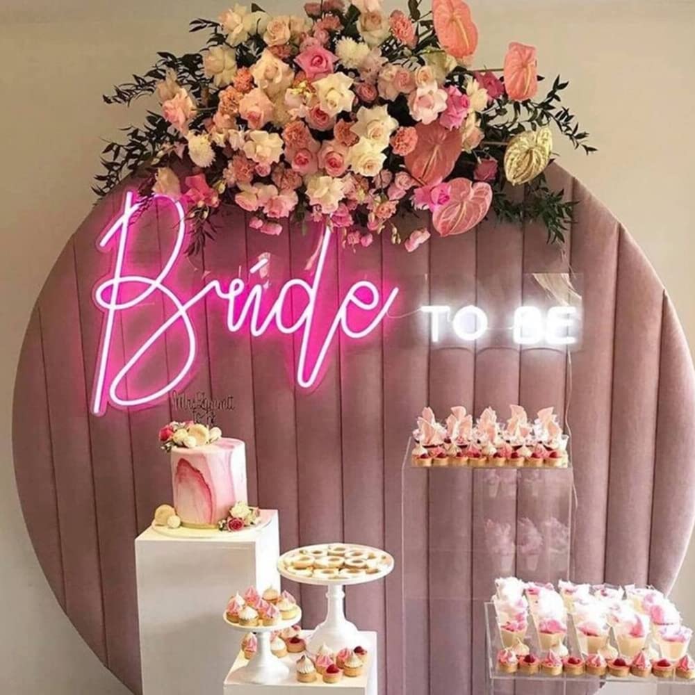 Custom LED Neon Light Sign - Bride to Be, Pink & White, 50cm - Perfect for Room Decor, Birthday Parties, Weddings, Bars & Pubs - Unique Wall Art for Home & Events