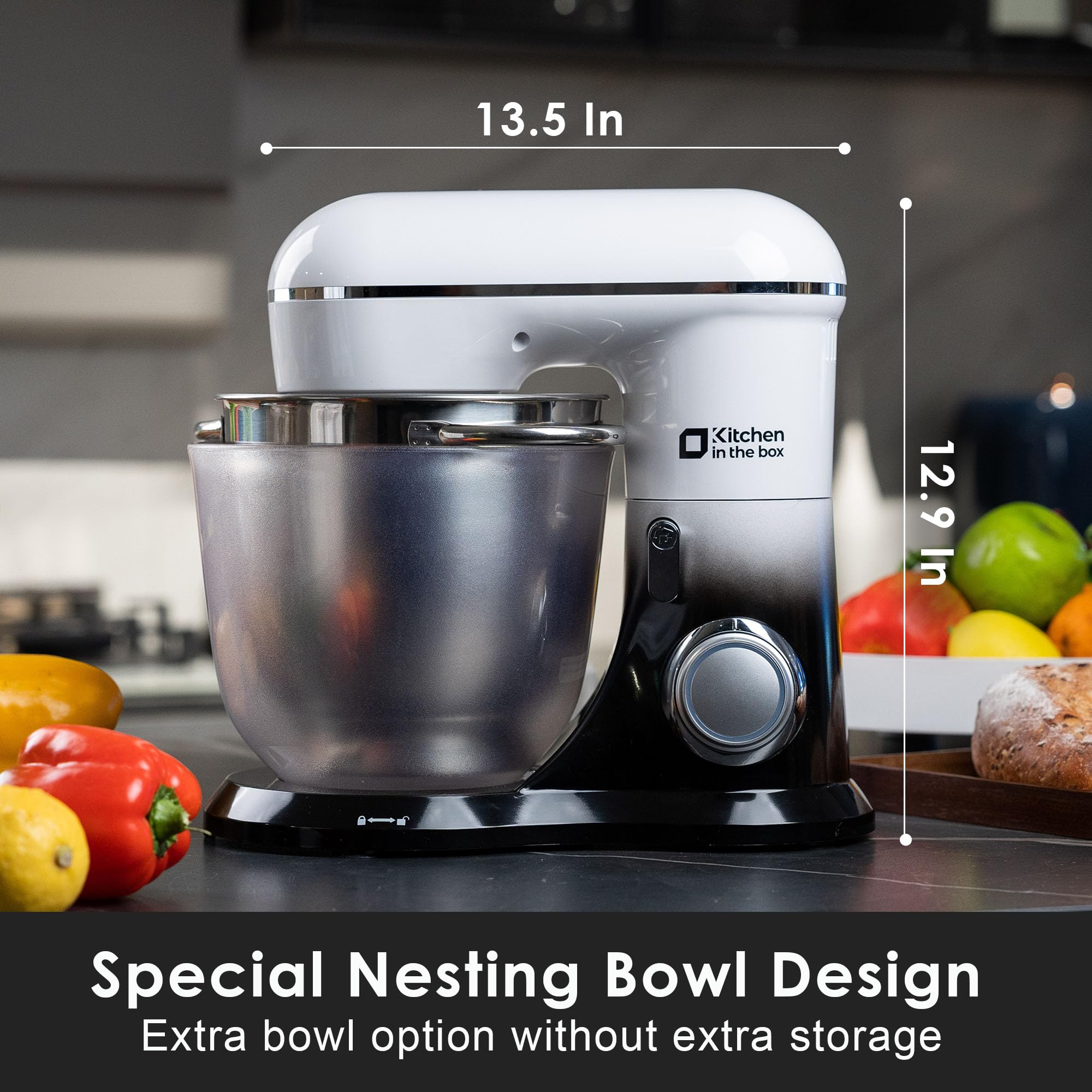 5QT Stand Mixer with 4.5QT Bowls - Electric Kitchen Mixer for Baking & Cooking (Gradient Black)