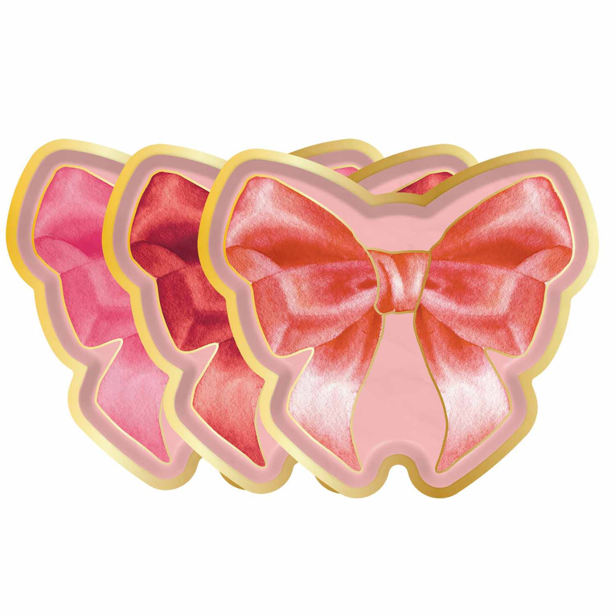 Elegant Pink Bows Die-Cut Salad Plates Set of 8 - Perfect for Bridal Showers, Baby Showers & Party Decorations