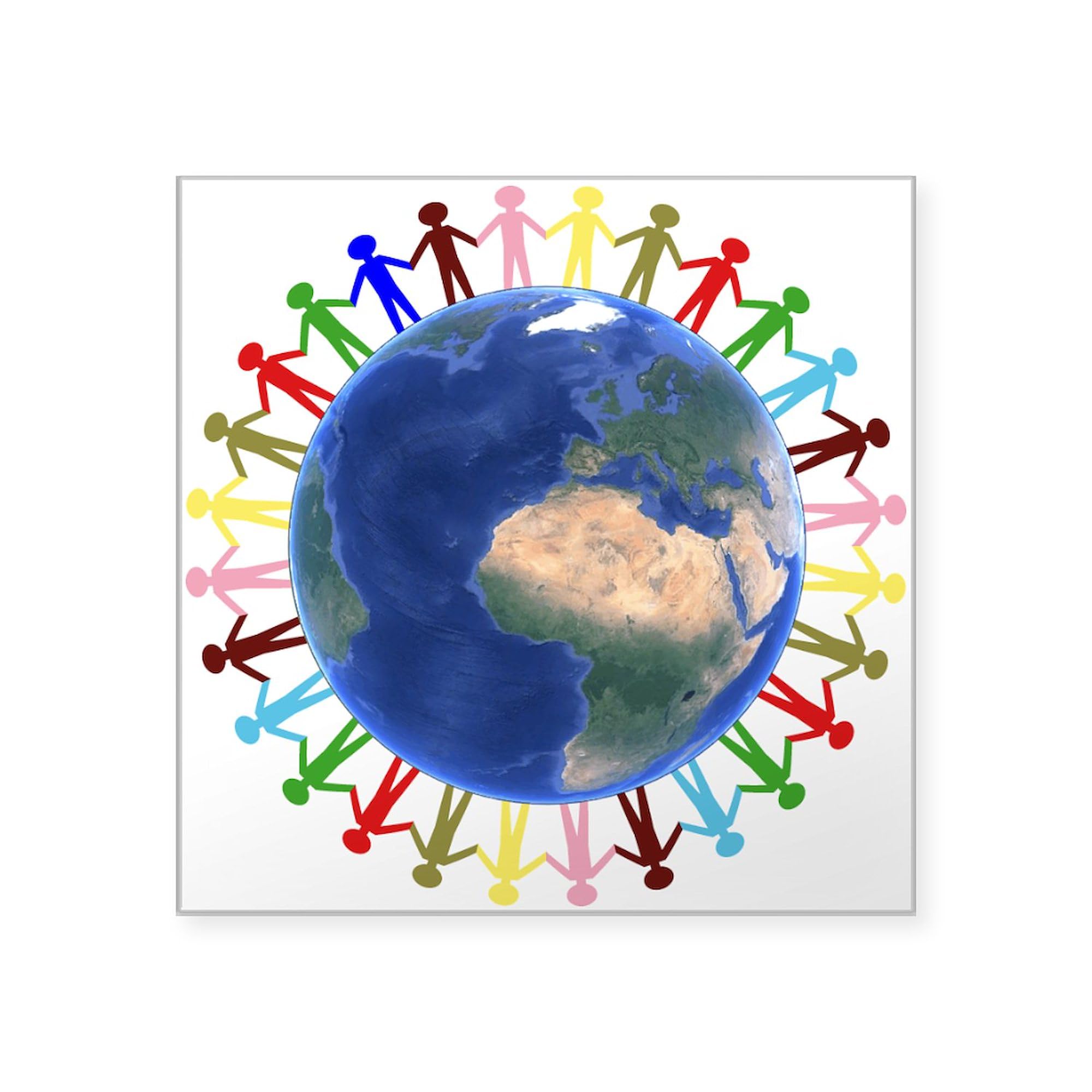 One Earth One People Sticker - Eco-Friendly Square Bumper Decal for Cars, Laptops & Water Bottles | Perfect for Environmental Awareness & Personal Expression