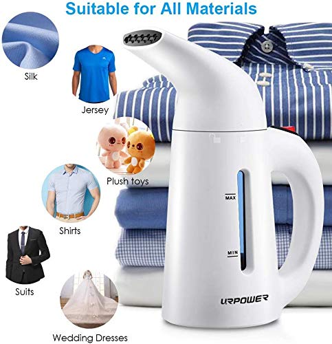 URPOWER 180ml Portable Handheld Steamer for Clothes - 7-in-1 Fast Heating Garment Steamer with Large Capacity | Perfect for Travel, Home Use & Wrinkles Removal on Dresses, Suits & Curtains