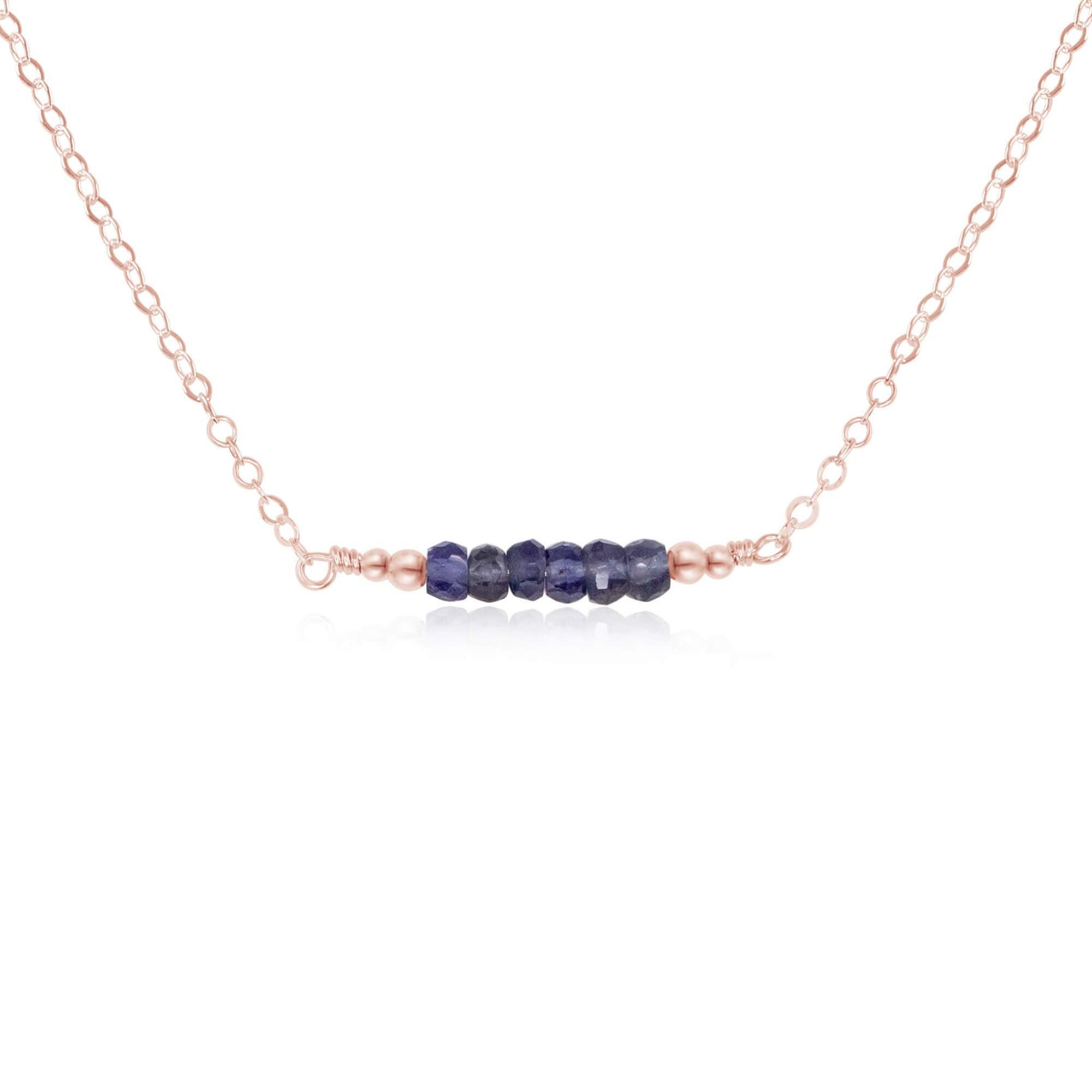 Sparkling Blue Grey Iolite Faceted Bead Bar Necklace for Women - Elegant Handmade Jewelry Gift for Birthday, Anniversary & Special Occasions