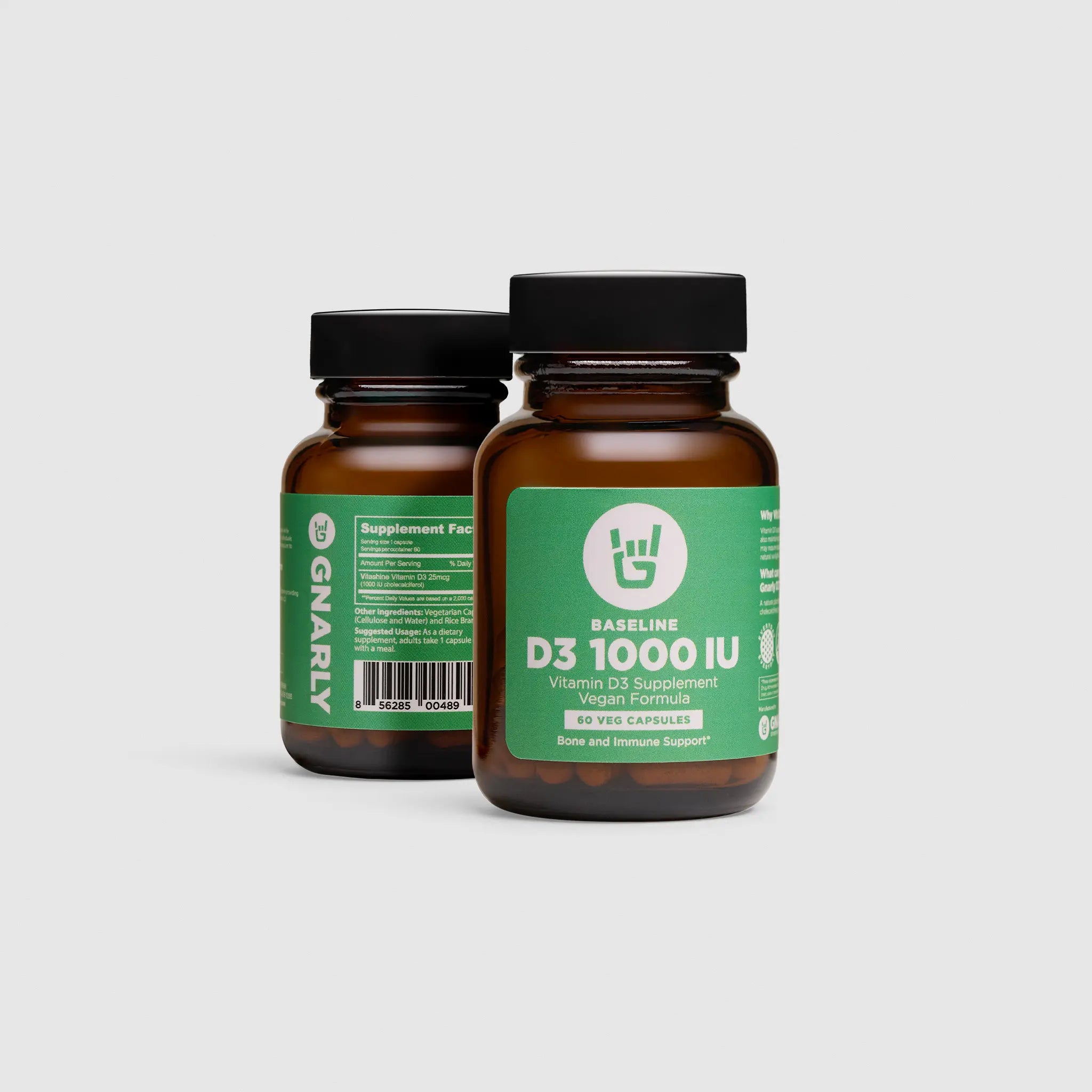 Gnarly Baseline Vitamin D3 Supplement - 5000 IU High Potency for Immune & Bone Health - Vegan, Non-GMO - Supports Energy & Mood - Ideal for Home, Office & Travel Use