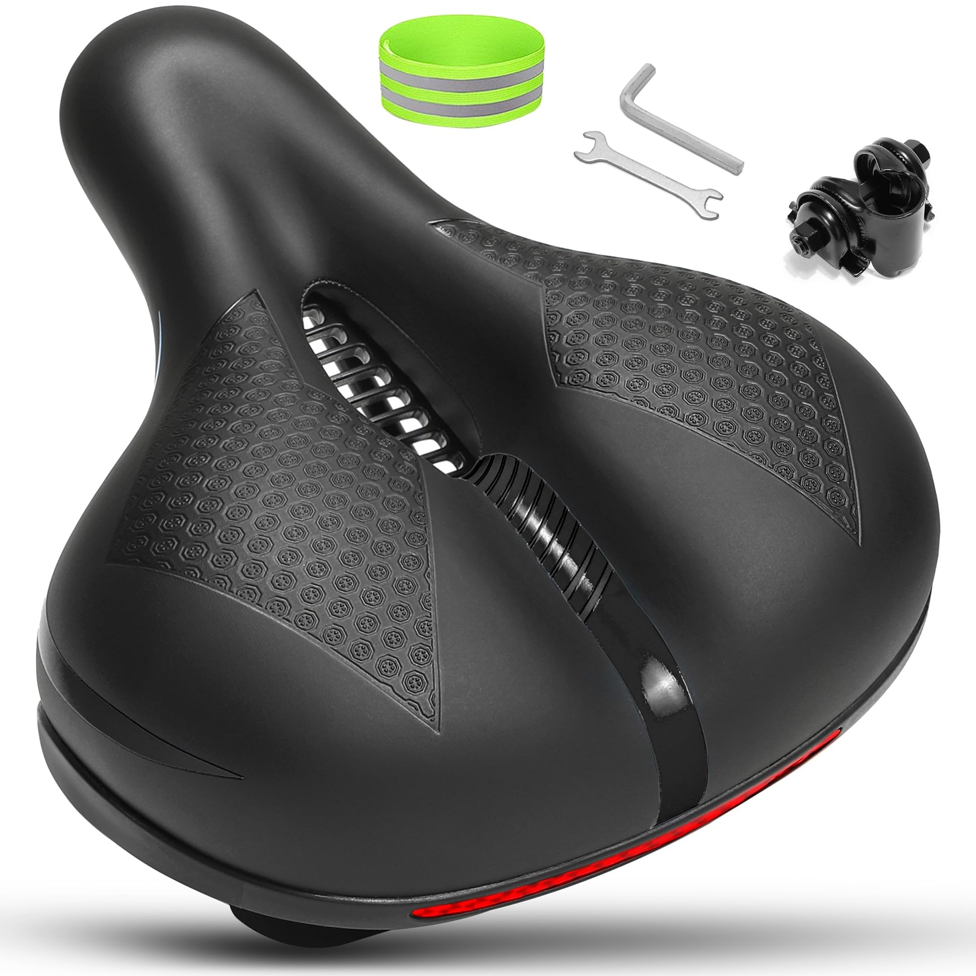 Comfortable Memory Foam Bike Seat for Men & Women - Thick Soft Bicycle Saddle Cushion - Universal Replacement for Mountain Bike, Ebike, Beach Cruiser & Stationary Bikes - Perfect for Commuting, Leisure Riding & Long-Distance Cycling
