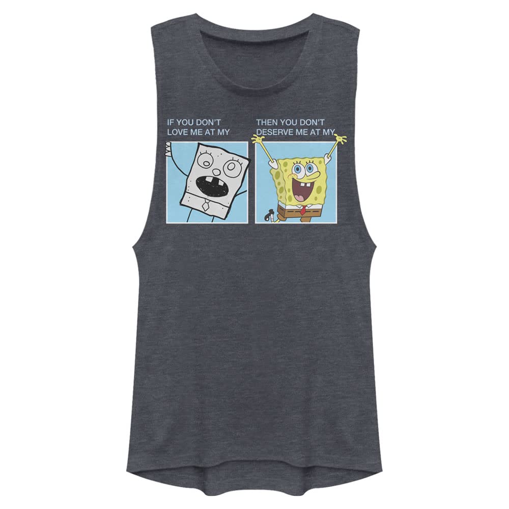 Nickelodeon SpongeBob SquarePants DoodleBob Meme Women's Muscle Tank Top - Funny Cartoon Graphic Tee for Summer, Beach & Casual Outfits