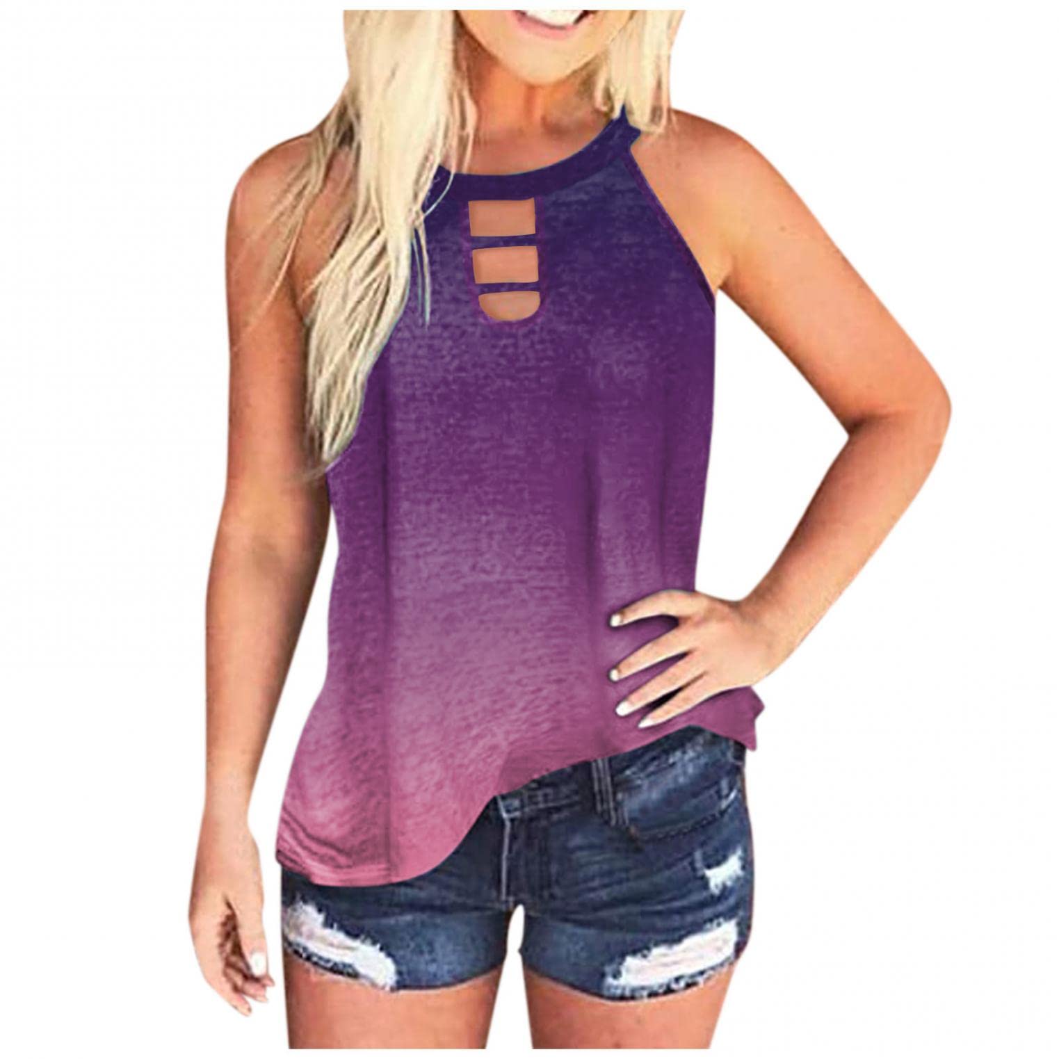 Sexy Casual Summer Tops for Women - Sleeveless Crew Neck Tank Tops & Basic T-Shirts | Perfect for Beach, Vacation, and Everyday Wear