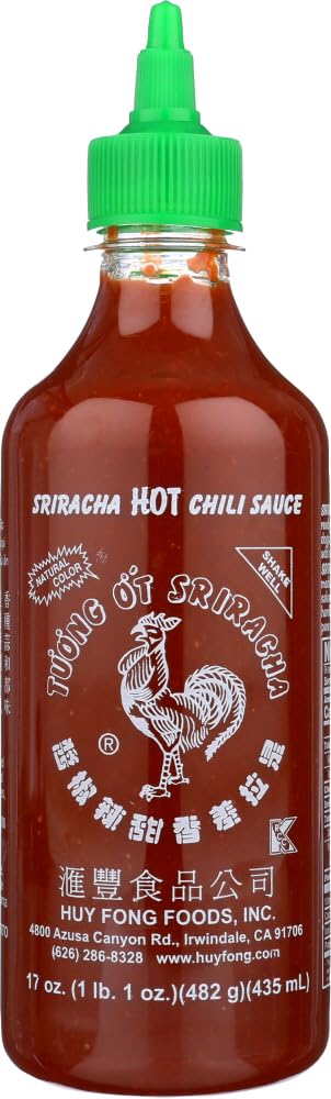 6 Bottles Huy Fong Sriracha Hot Chili Sauce 17oz - Spicy Flavor Enhancer for Asian Dishes, Burgers, Tacos & More