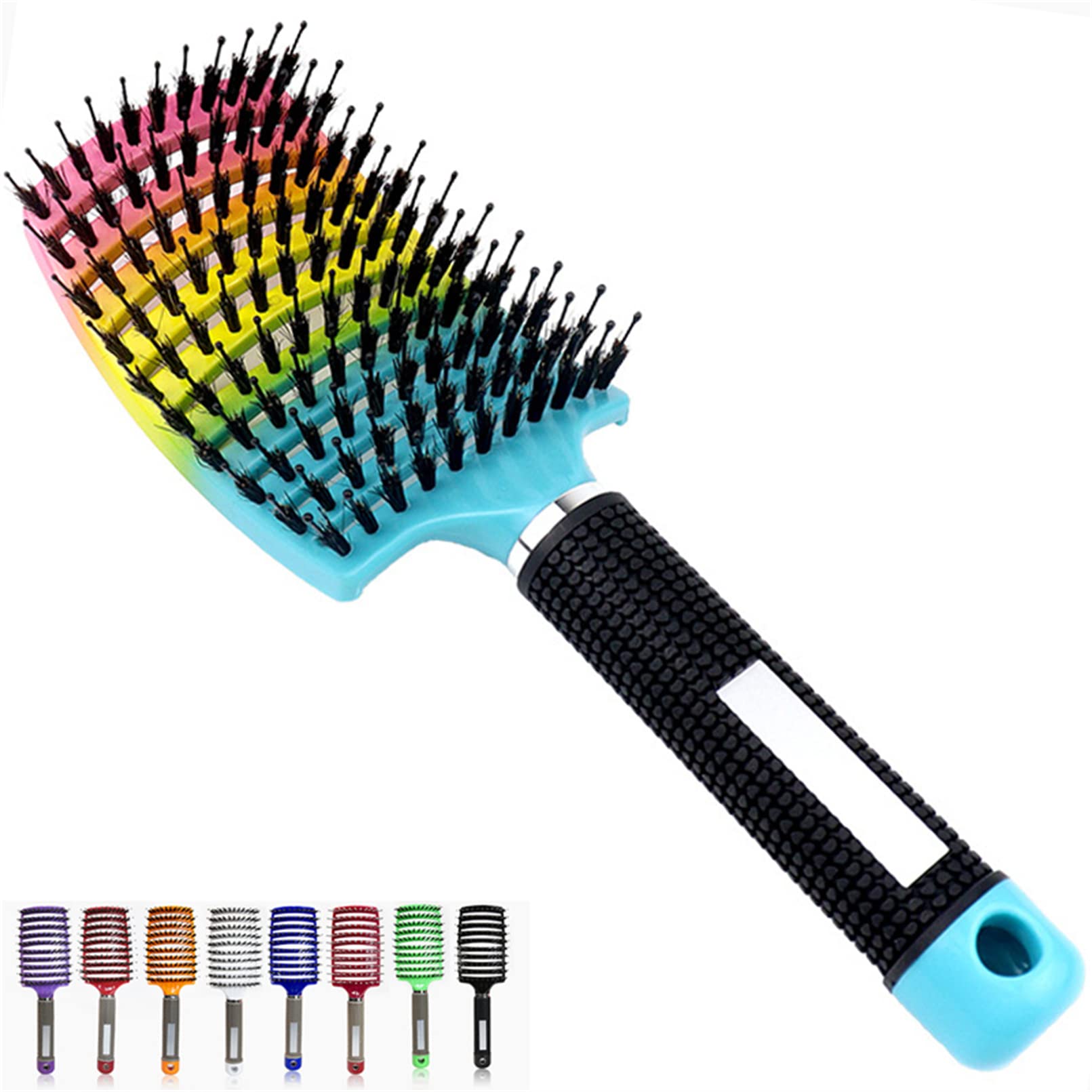 Pop Magic Detangling Hair Brush for Women & Kids - Boar Bristle Paddle Brush for Wet/Dry Hair - Best for Long, Thick & Curly Hair - Perfect for Blow Drying & Styling (Iridescent) | Salon Quality Hair Care at Home
