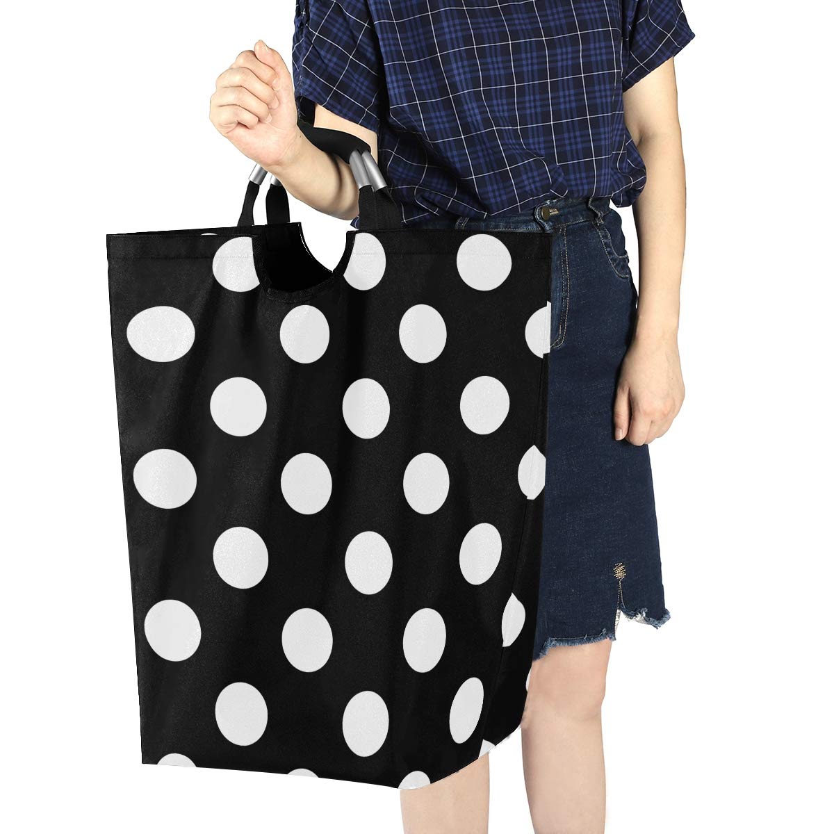 Polka Dot Foldable Laundry Hamper Basket with Handles - Large Storage for Clothes, Toys & Laundry - Perfect for Laundry Room, Bathroom, Bedroom & Dorm Organization | Space-Saving Home & College Essential