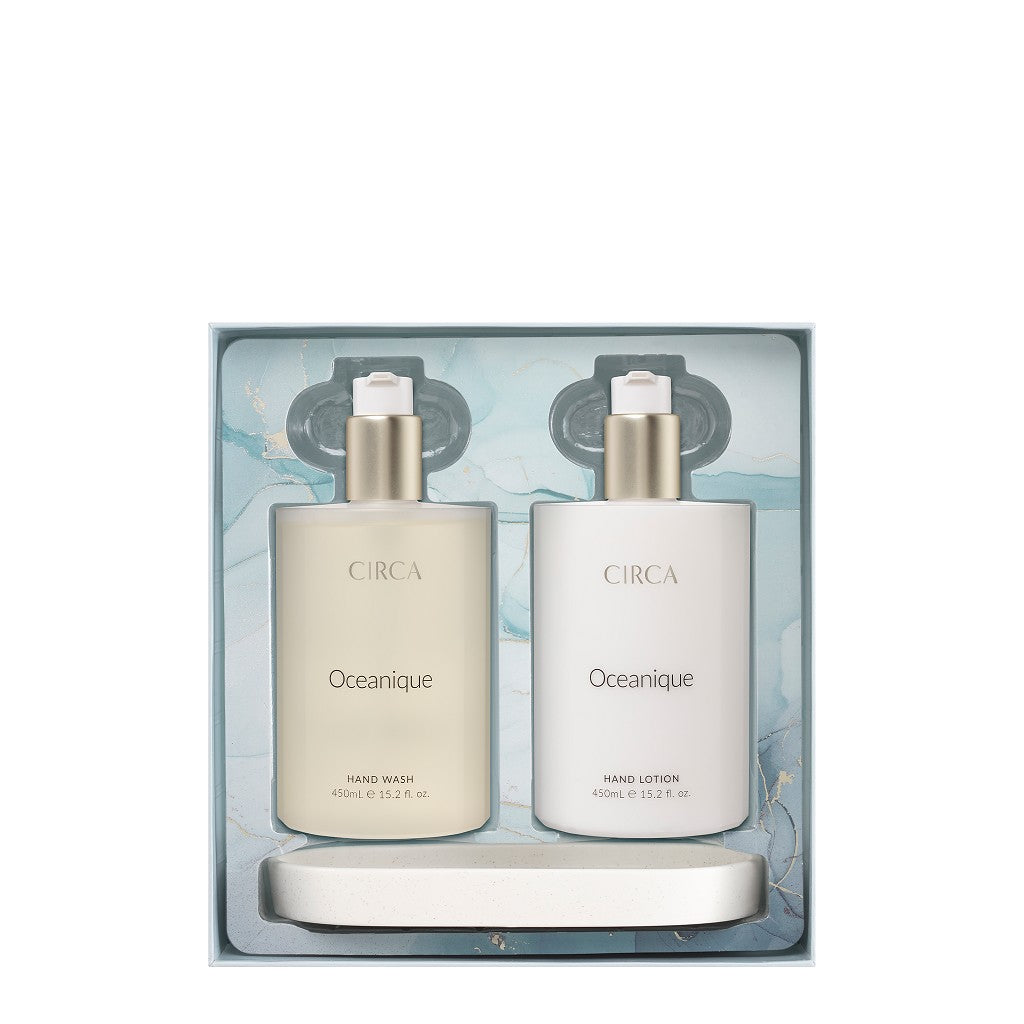 Circa Hand Care Duo Set - 900ml Oceanique Scent - Moisturizing Hand Soap & Lotion Gift Set for Dry Skin - Perfect for Home, Office & Spa Use