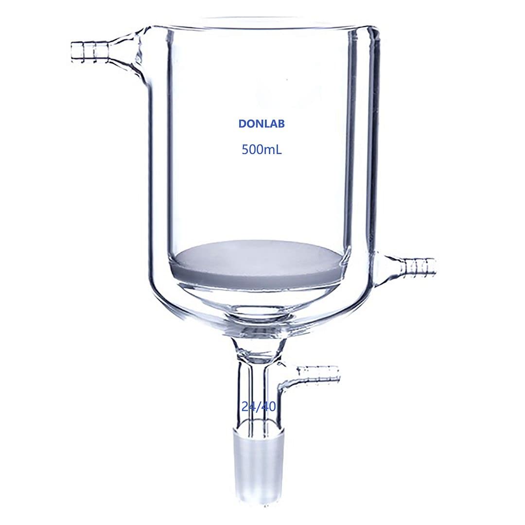 EEN1000 1000mL Medium Frit Glass Buchner Funnel with 24/40 Joint & Vacuum Hose Connection - Lab Filtration Equipment for Chemistry Experiments, Essential for Vacuum Distillation & Solvent Recovery