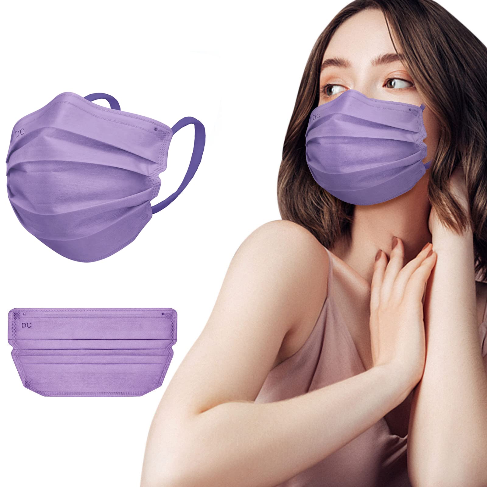 50 Pack 3-Ply Disposable Face Masks for Adults - Individually Wrapped Protection Masks - Perfect for Daily Commute, Travel & Public Safety