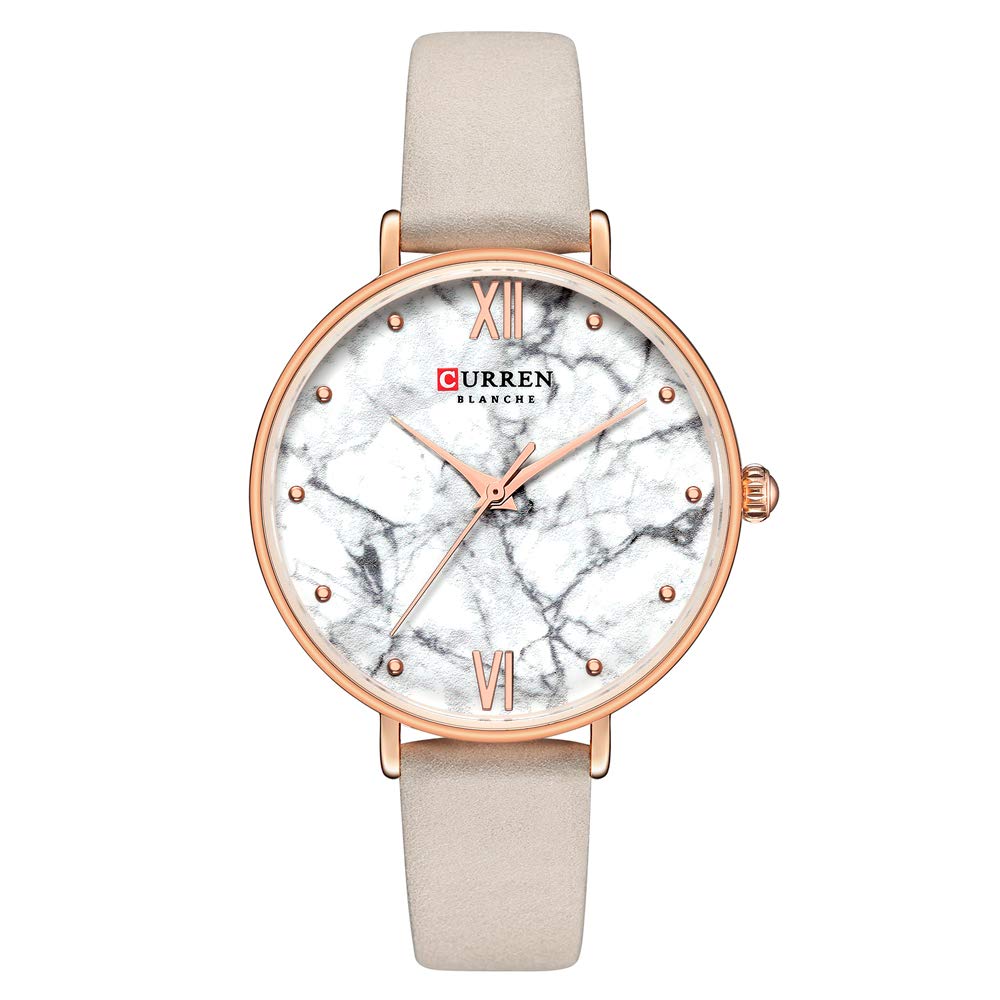 Elegant Women's Fashion Watch with Marble Texture Dial & Soft Leather Strap - Ladies Analog Quartz Wristwatch - Perfect for Office, Party & Everyday Wear