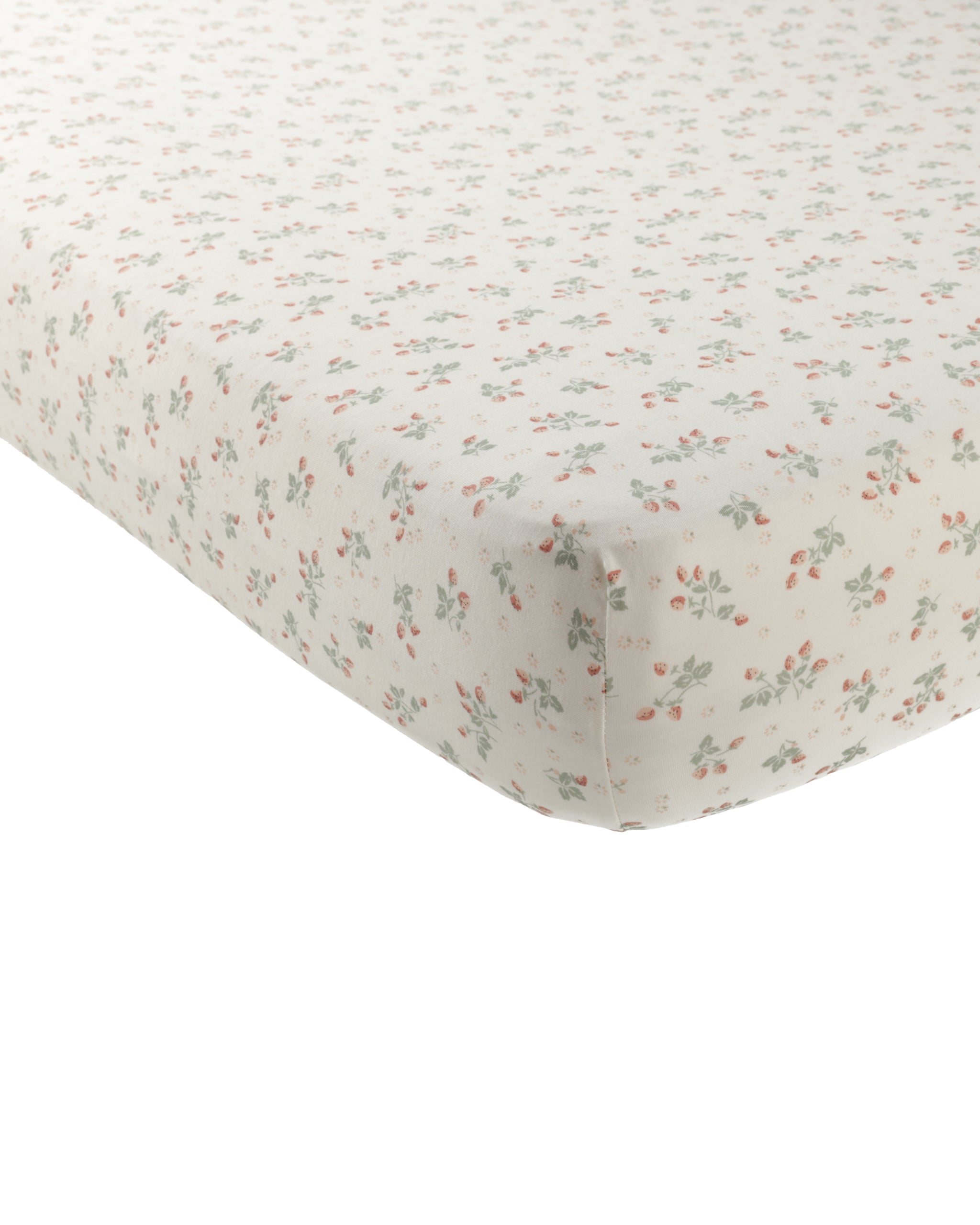 Organic Bamboo Crib Sheet with Strawberry Print - Soft Baby Crib Fitted Sheet for Nursery, Toddler & Infant Bed - Breathable, Hypoallergenic & Eco-Friendly Bedding for Boys & Girls - Perfect for Daycare, Home Nursery & Travel Cribs