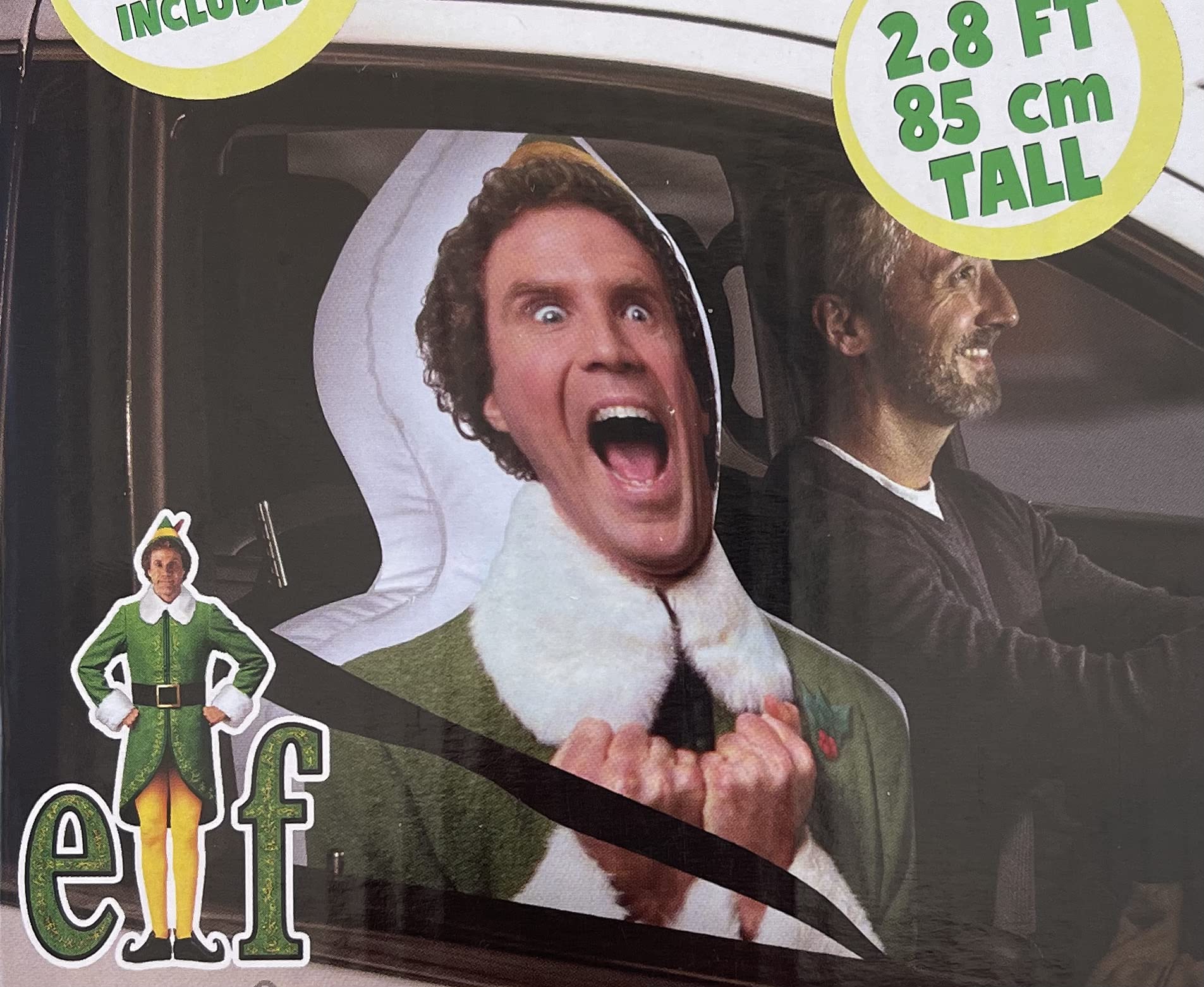 Gemmy Car Buddy Inflatable Buddy The Elf Airblown Christmas Car Decoration - Fun Holiday Car Accessory for Road Trips & Christmas Parades