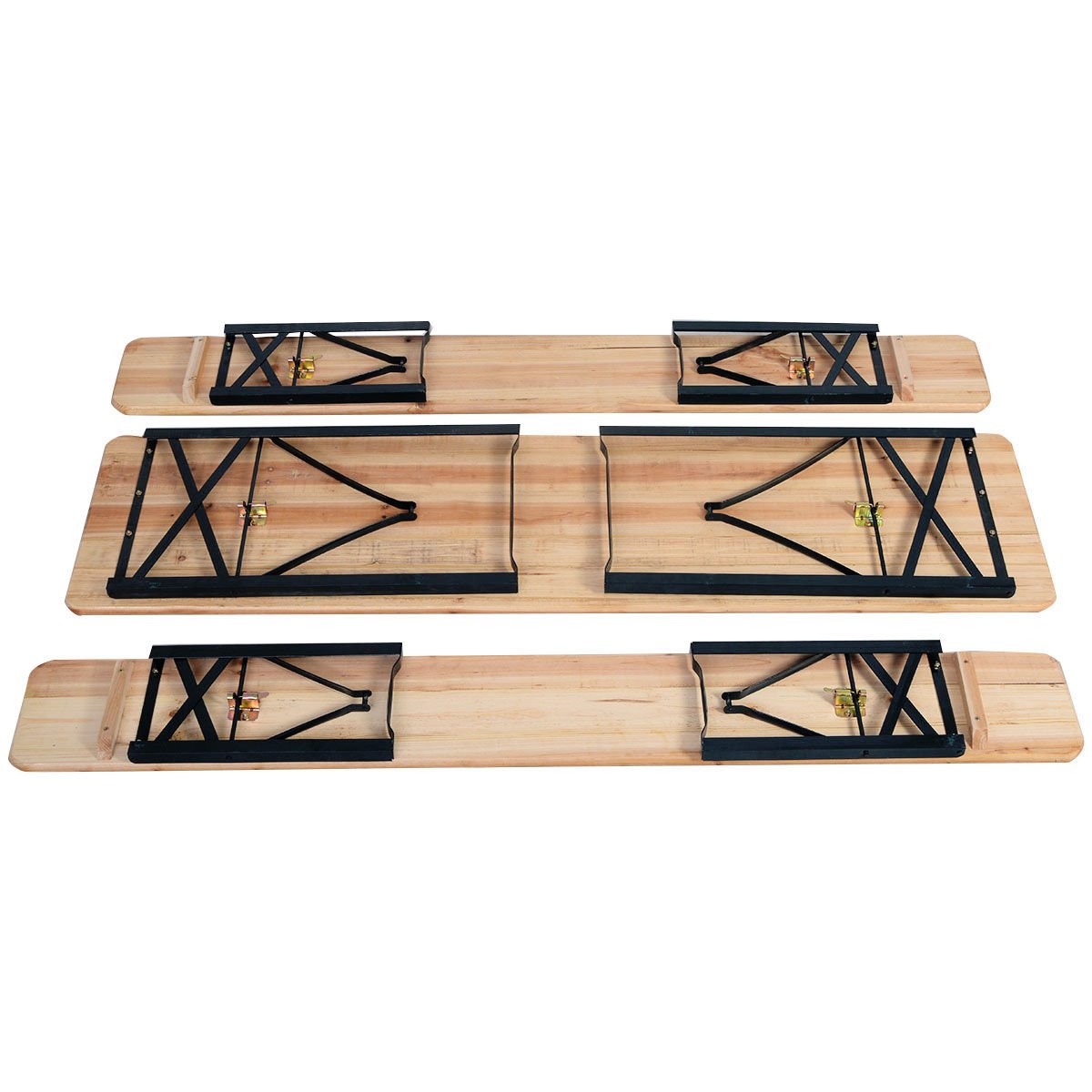 Folding Wooden Beer Table Bench Set - 3PCS Picnic Table with Wooden Top for Patio, Garden, Backyard & Outdoor Parties | Perfect for BBQs, Camping & Tailgating