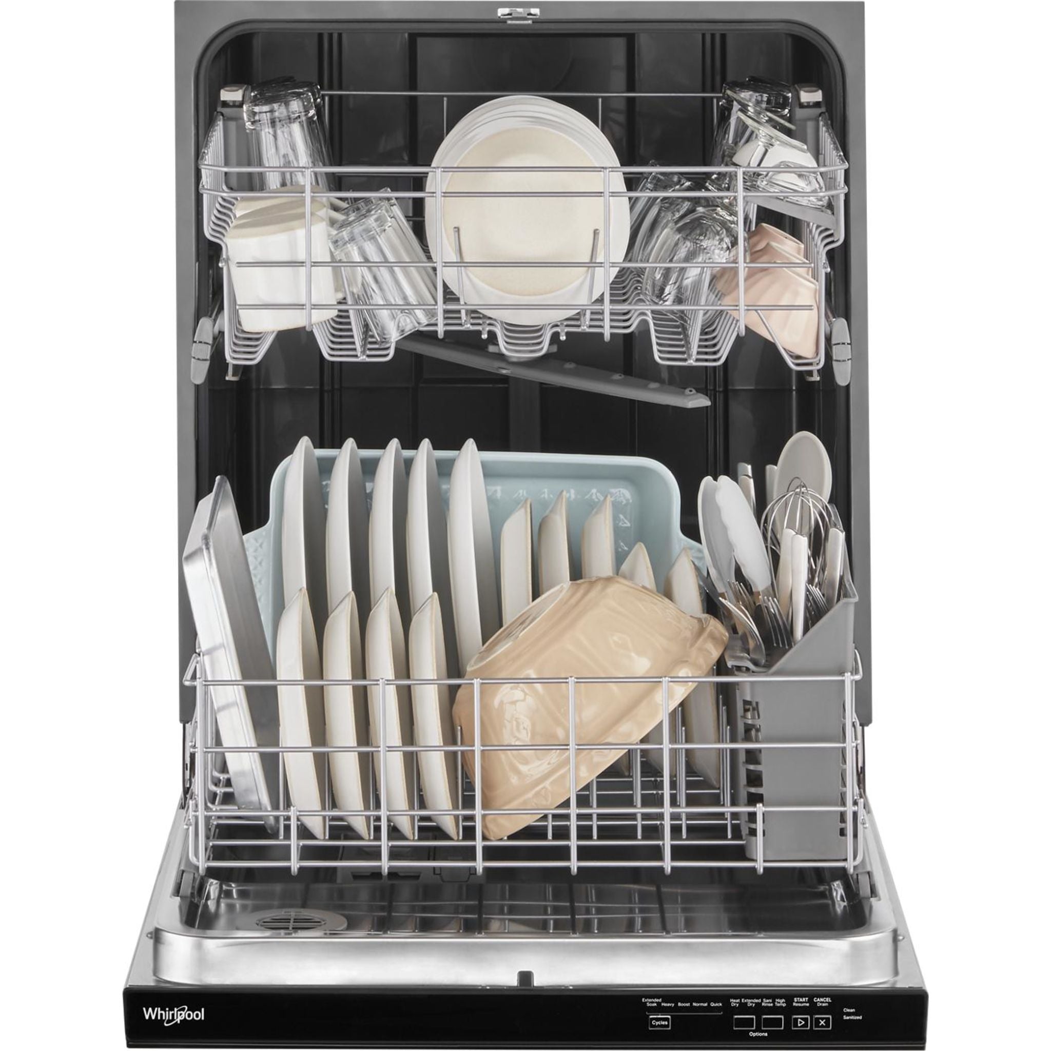 Whirlpool WDP560HAMB Built-In Dishwasher - 24 Inch Stainless Steel Interior, 44 dBA Quiet Operation, 3rd Rack, 14 Place Settings - Perfect for Large Families & Open-Concept Kitchens