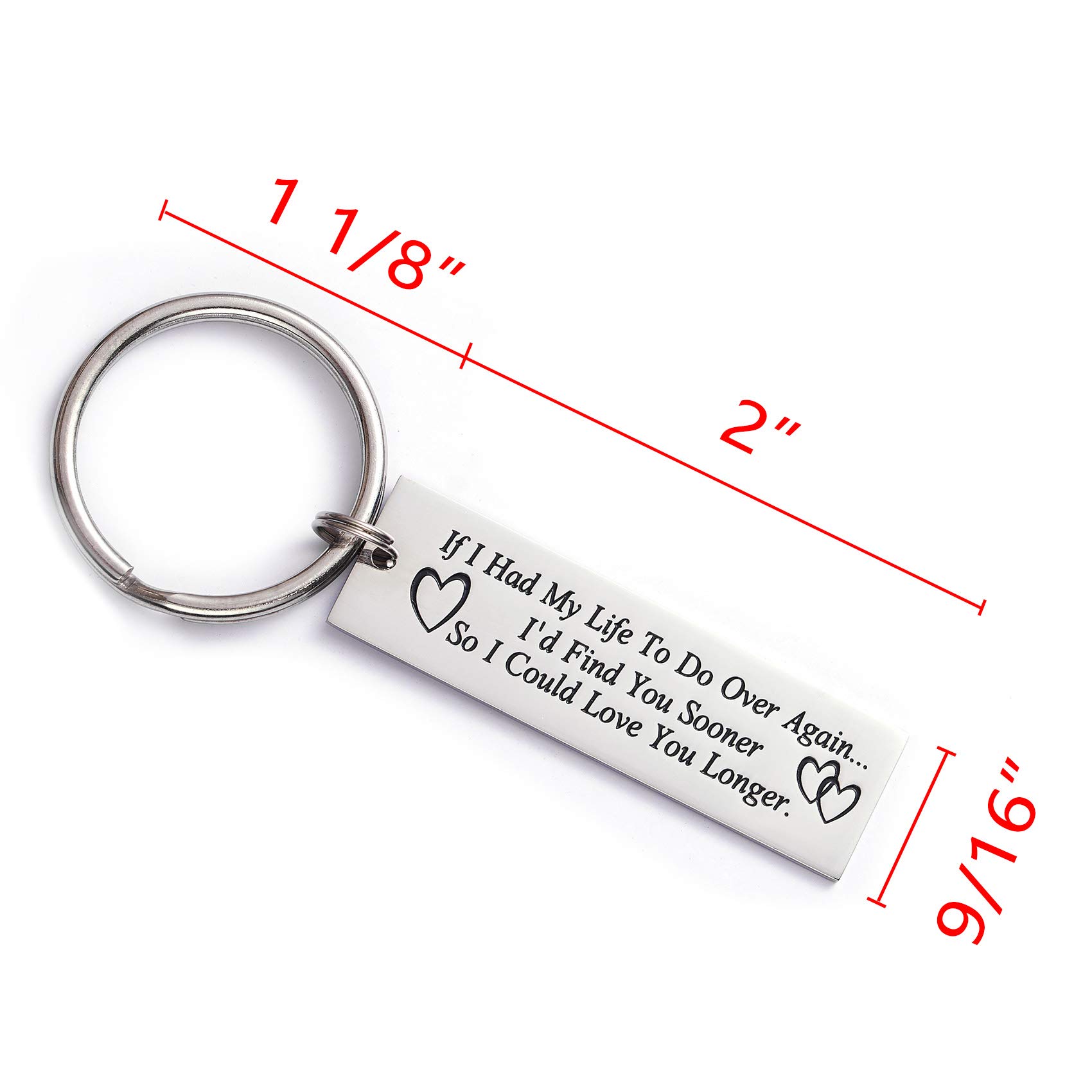 Romantic Soulmate Keychain Gift for Couples - 'If I Had My Life To Do Over Again' Engraved Heart Keyring - Perfect Anniversary, Valentine's Day & Wedding Gift for Him/Her