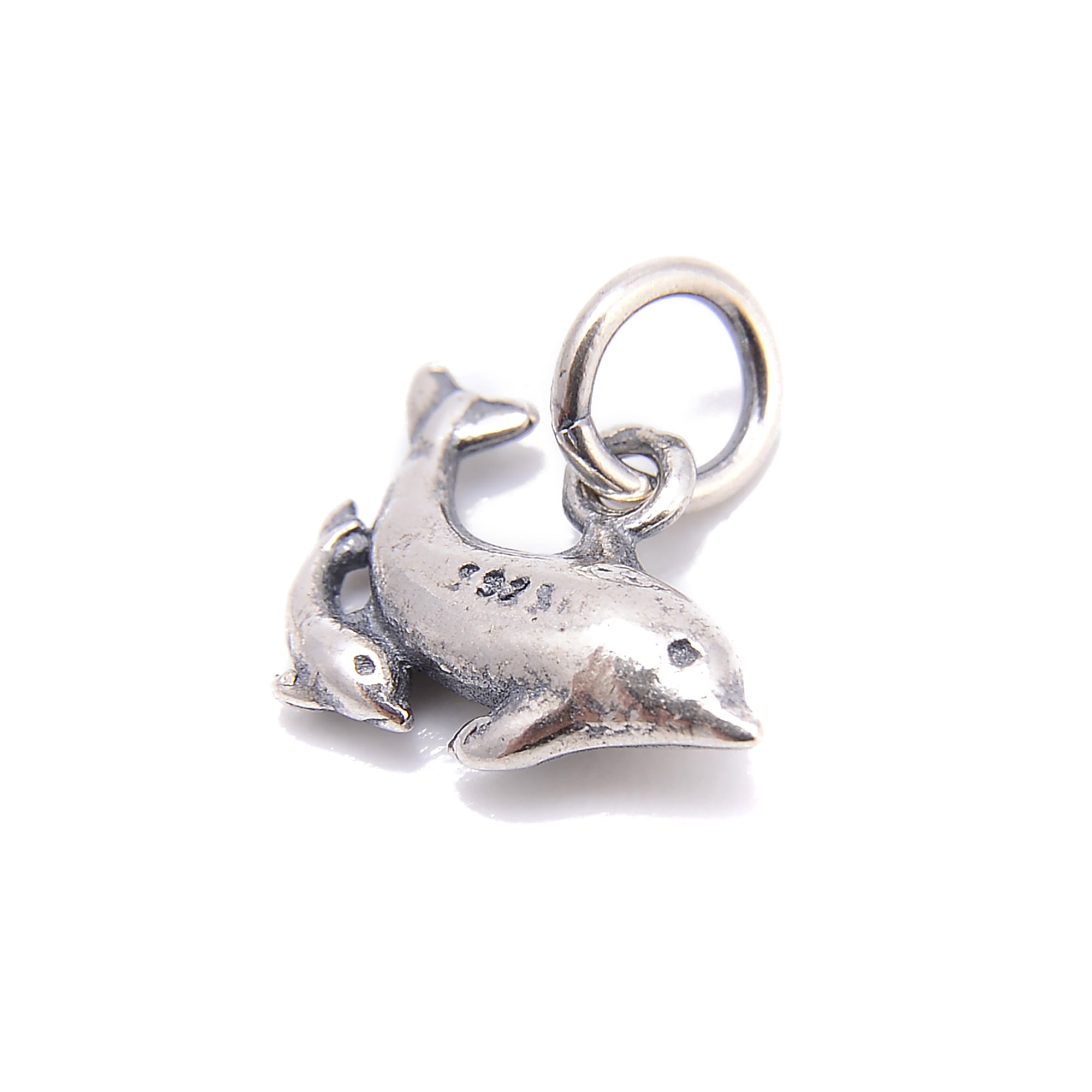 925 Sterling Silver Mother & Baby Dolphins Pendant Charm - 10x13.5mm (3Pcs/Bag) - Perfect for Mother's Day Gifts, Jewelry Making & Keepsake Collections