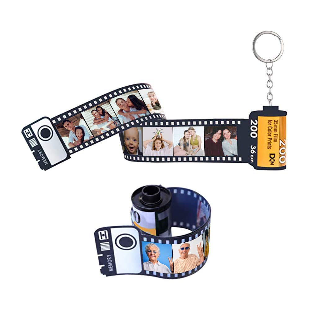 LOSARON DIY Custom Keychains with Photo Camera Film Roll - Personalized Film Roll Keychain for Christmas, Birthday Gifts (5-Pack) - Perfect for Party Favors, Travel Souvenirs & Memory Keepsakes