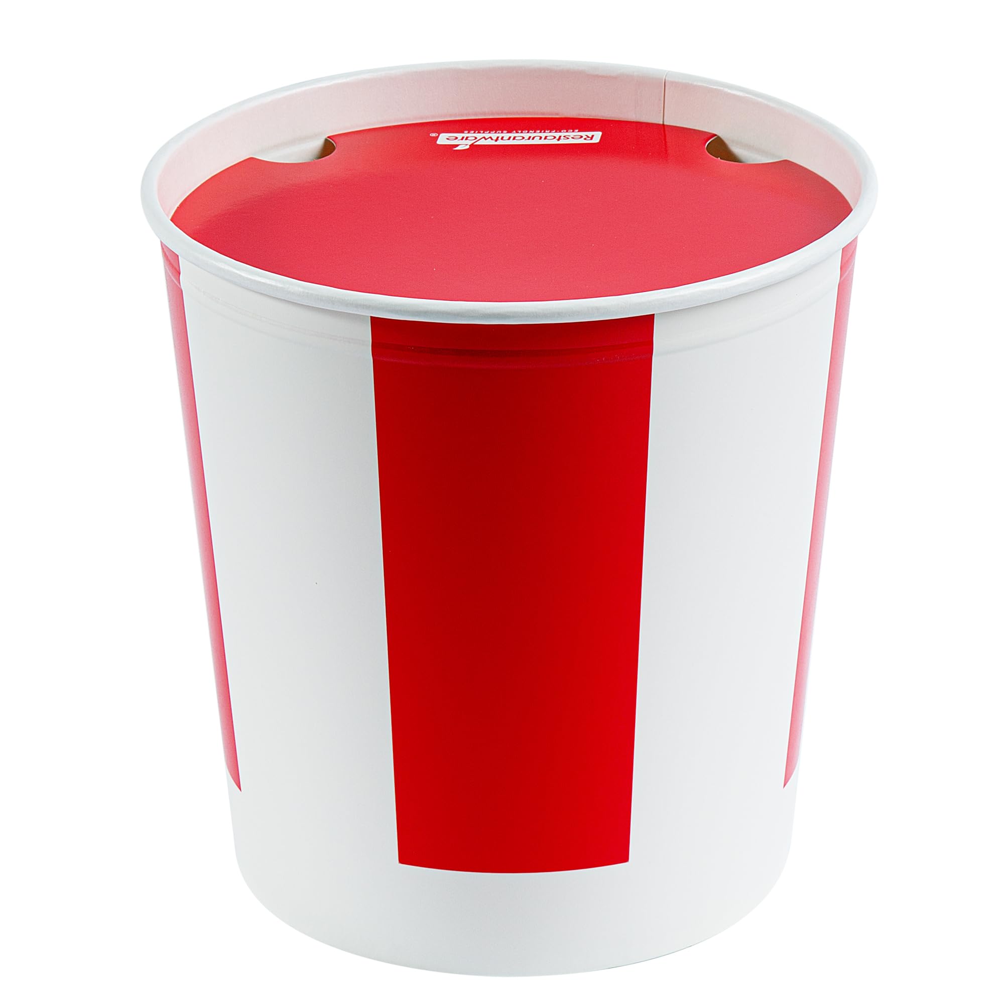 Restaurantware Bio Tek 130oz Chicken Buckets with Vented Lids - 100 Pack Greaseproof, Freezable Disposable Food Containers in Red & White - Ideal for Restaurants, Cafes, Takeout & Catering