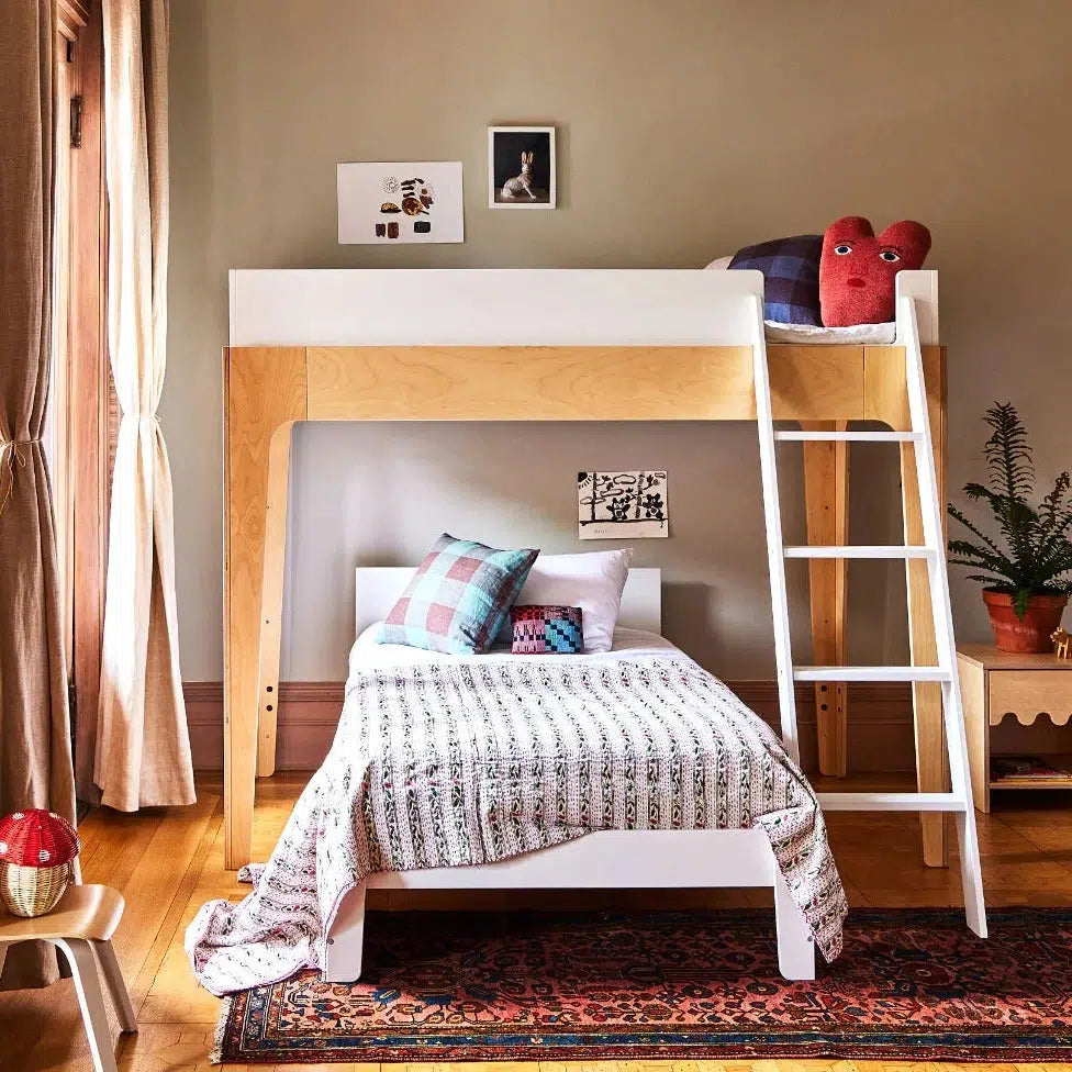 Oeuf Perch Bunk Bed in Natural Birch Wood - Space-Saving Kids Bunk Bed for Small Rooms, Dorms & Shared Bedrooms