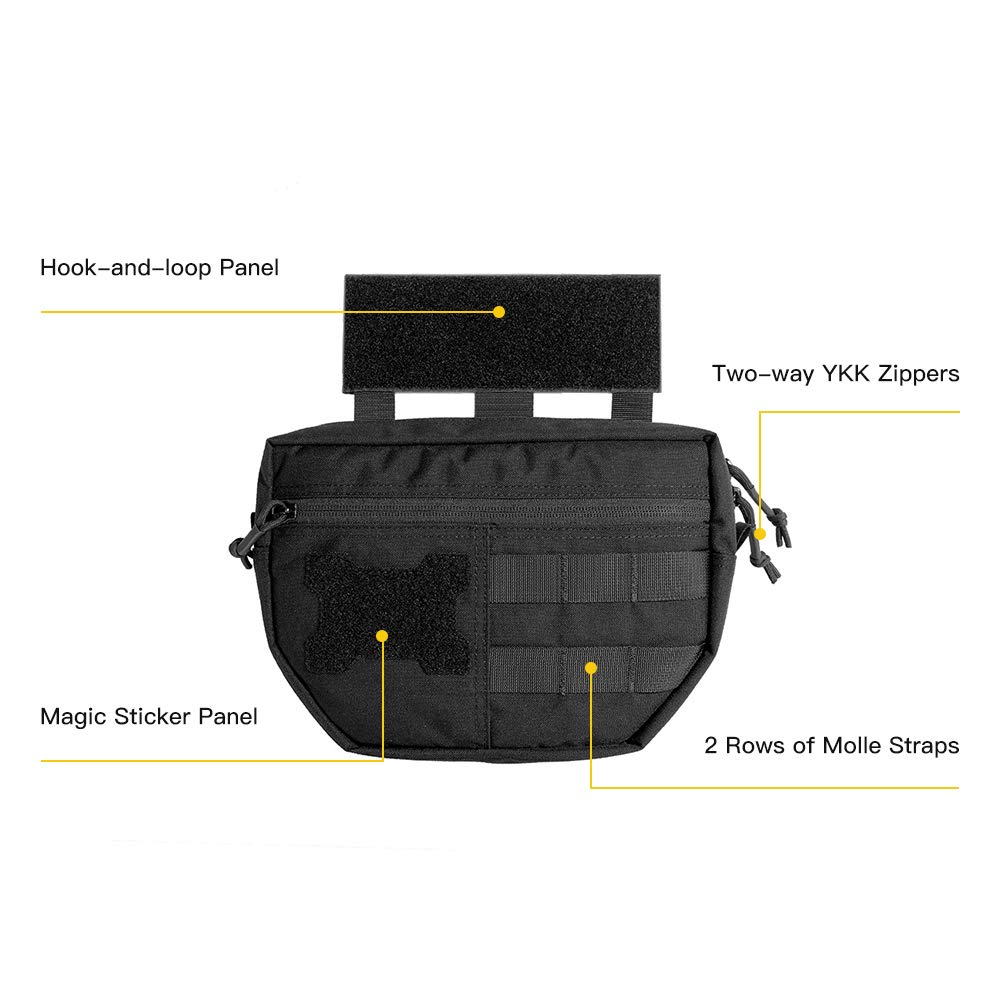 Tactical Drop Dump Pouch - MOLLE Compatible Utility Pouch with Hook & Loop Fastener for Military Vest & Chest Rig - Perfect for Outdoor, Airsoft, Hunting & Tactical Gear Organization