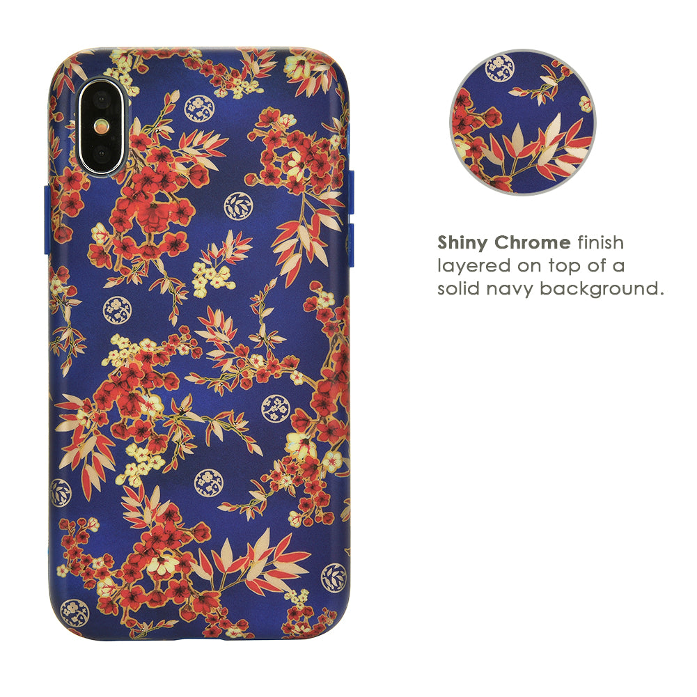 Cherry Blossom Floral Chrome iPhone Case - Elegant Pink Flower Design for iPhone 13/14/15 - Perfect for Spring Fashion & Everyday Protection