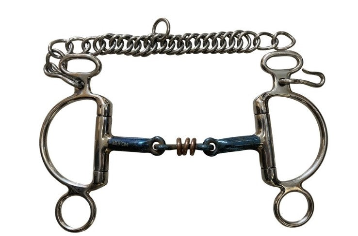 Jump'in Felipe Blue Steel French Link Horse Bit with Copper Rings - Perfect for Dressage, Show Jumping & Training
