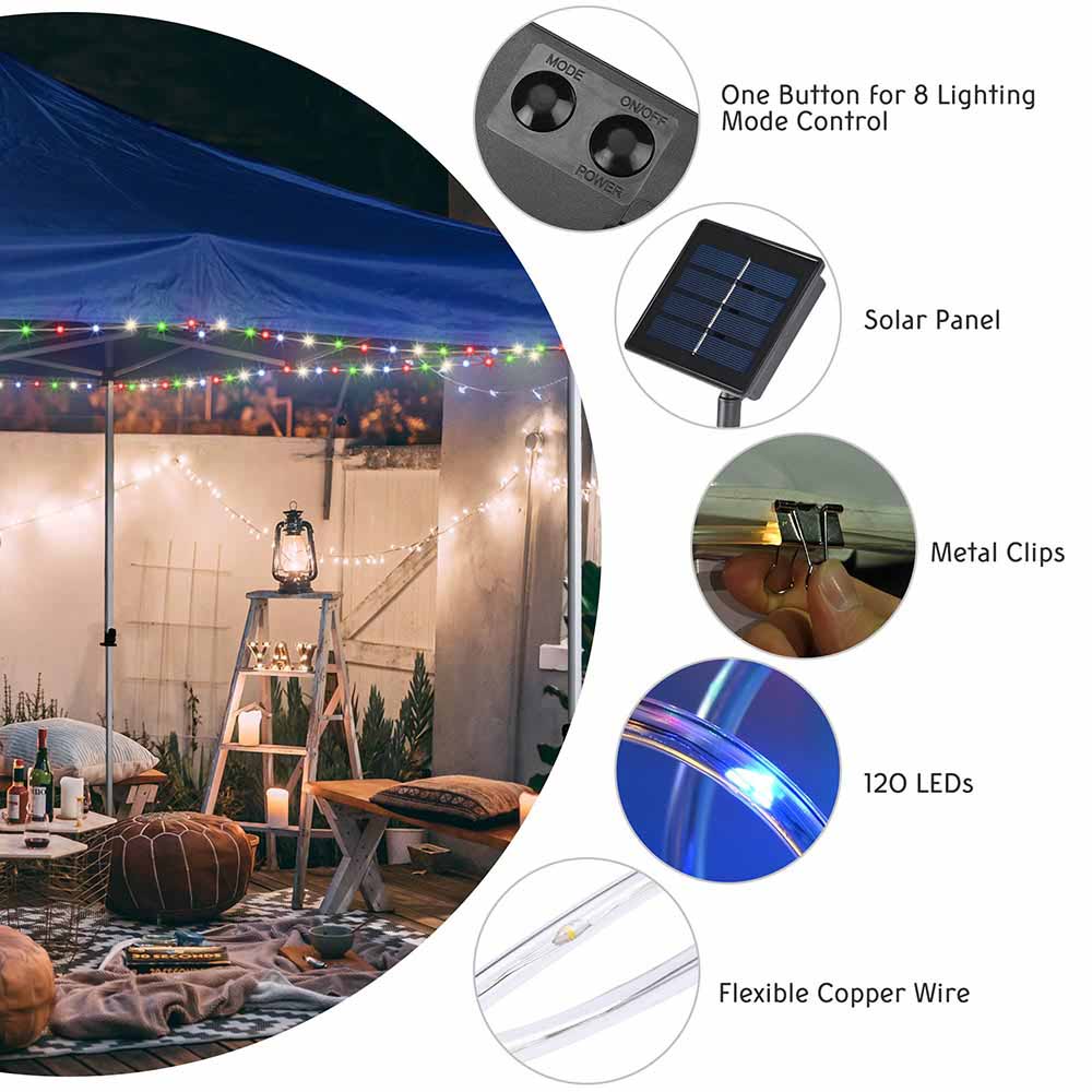 39ft Solar String Lights Outdoor Waterproof - Auto On/Off with Day Night Sensor - Perfect for Garden, Patio, Backyard & Wedding Decor