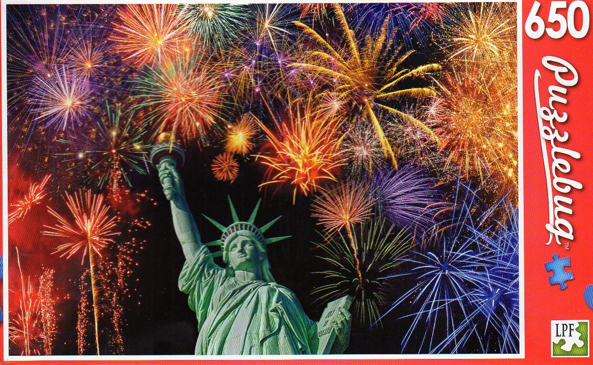 650-Piece Liberty Celebration Jigsaw Puzzle with 2019 Magnetic Calendar - Fun Family Activity & Holiday Decor Bundle