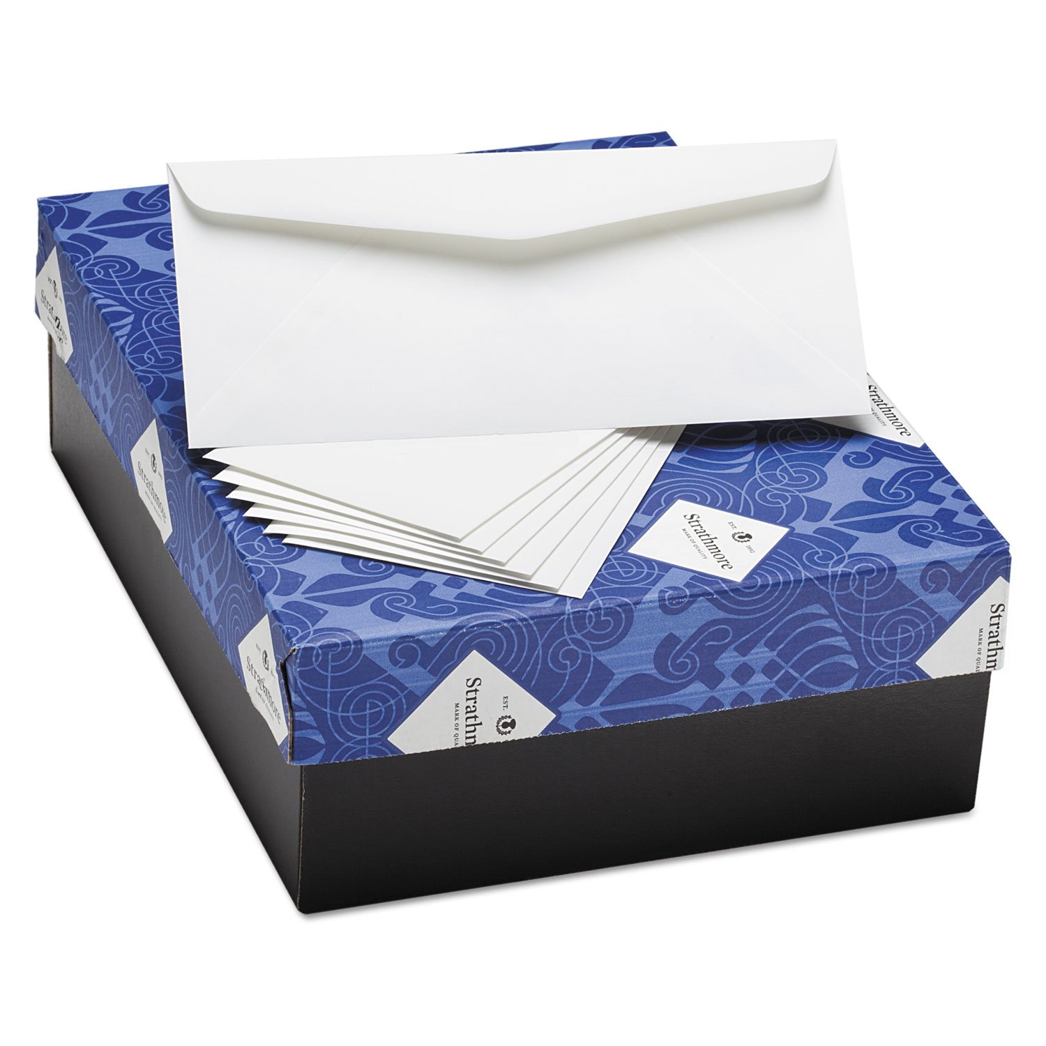 Premium Strathmore 25% Cotton Writing Envelopes - 4-1/8 x 9-1/2 Inch, 24 lb. Weight, 500 Bright White Envelopes per Box - Perfect for Business Correspondence, Wedding Invitations & Professional Mailing