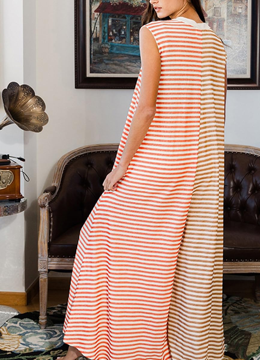 Stylish Women's Summer Color Block Striped Jumpsuit - Wide Leg Romper for Casual & Dressy Occasions | Perfect for Beach Outings, Vacations & Summer Parties