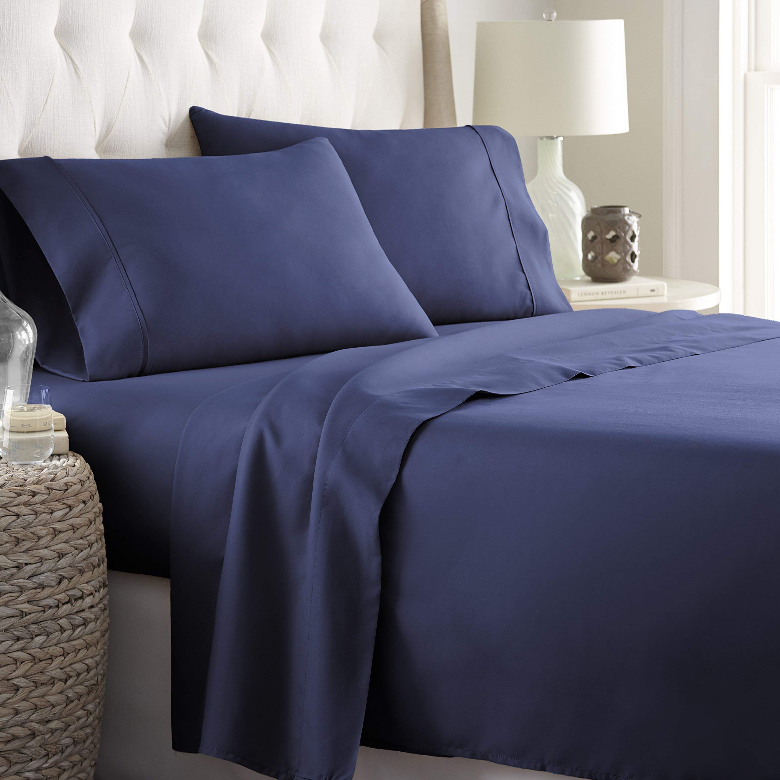 Eco-Friendly 1000 Series 4-Piece Cotton Long Staple Bed Sheet Set (Flat Sheet + 15