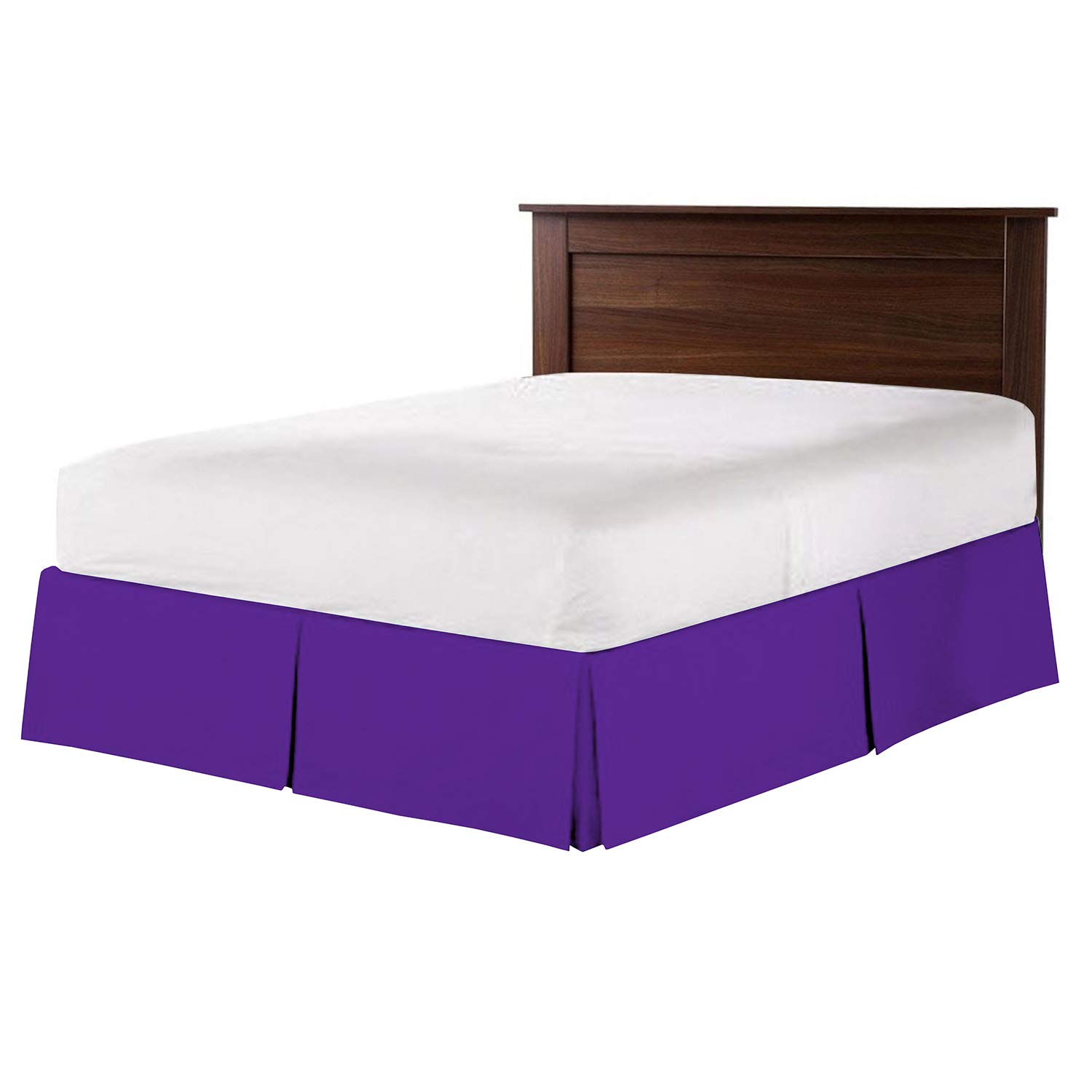 Luxury 100% Egyptian Cotton 800 TC Box Pleated Bedskirt - Twin Size Split Corner Dust Ruffle with 27 Inch Drop - Elegant Purple Bed Skirt for Master Bedroom, Guest Room & Hotel Decor