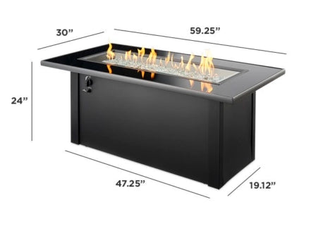 Monte Carlo Linear Gas Fire Pit Table - Outdoor Patio Heater with Stainless Steel Burner, Perfect for Backyard, Deck, and Poolside Gatherings
