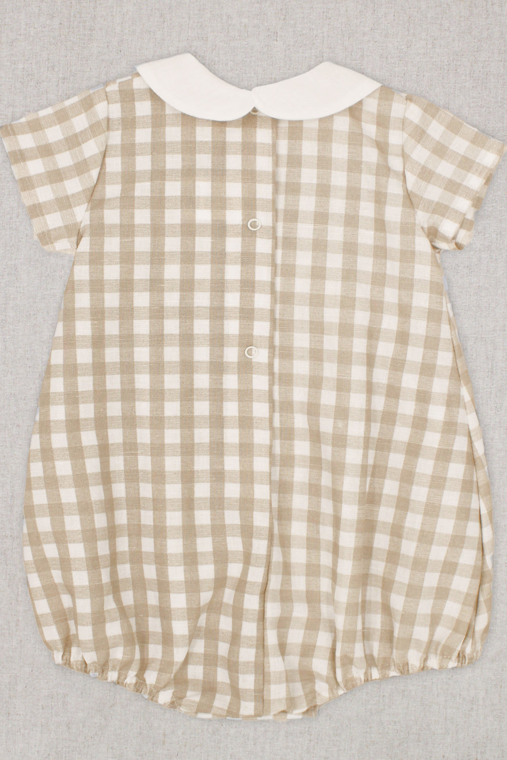 Remy Beige Gingham Romper - Stylish Baby Jumpsuit for Girls & Boys | Perfect for Summer Outfits, Photoshoots & Casual Playdates