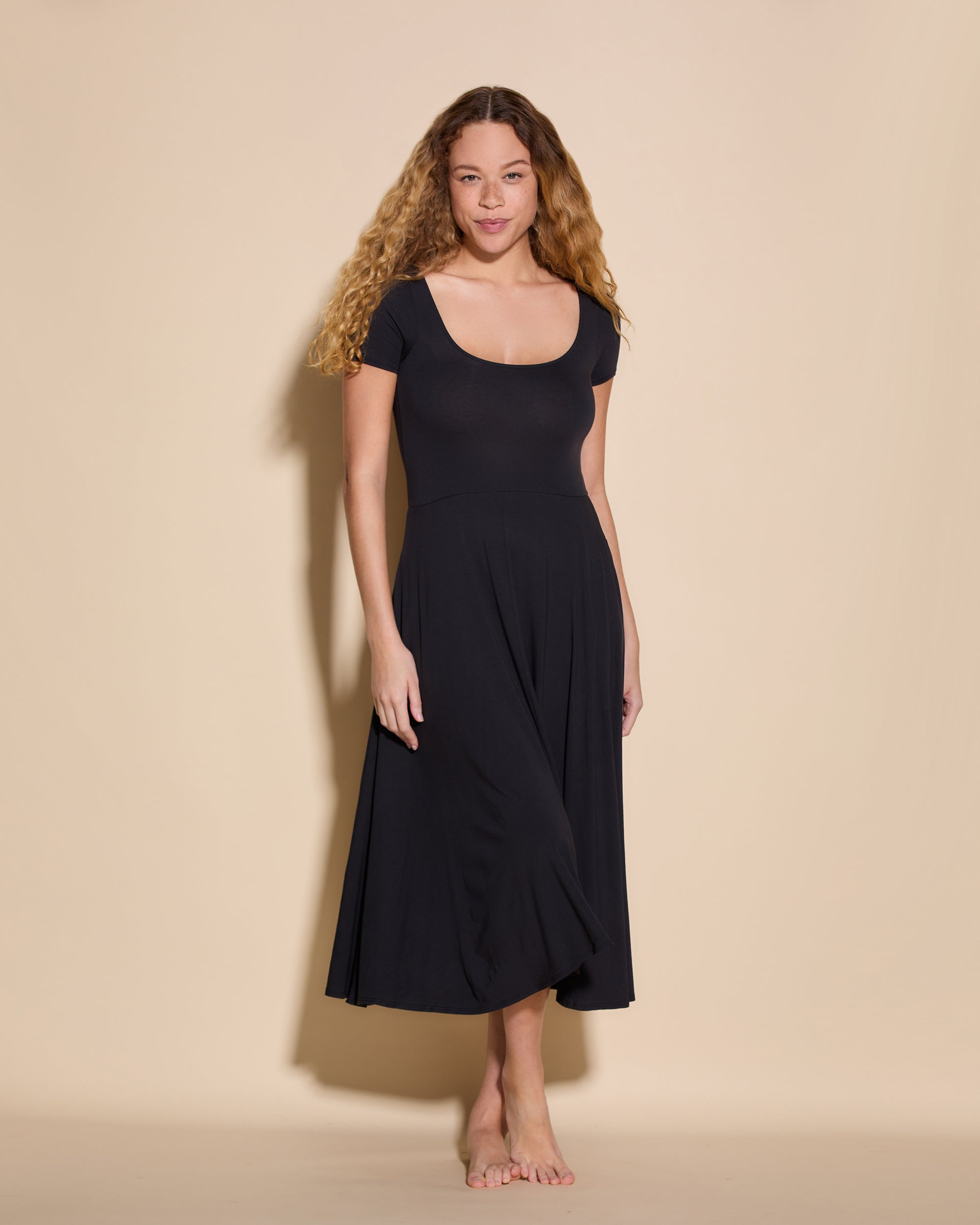 Black Bell Sleeve Dress for Women - Elegant & Flowy Party Gown - Perfect for Evening Events, Weddings & Date Nights