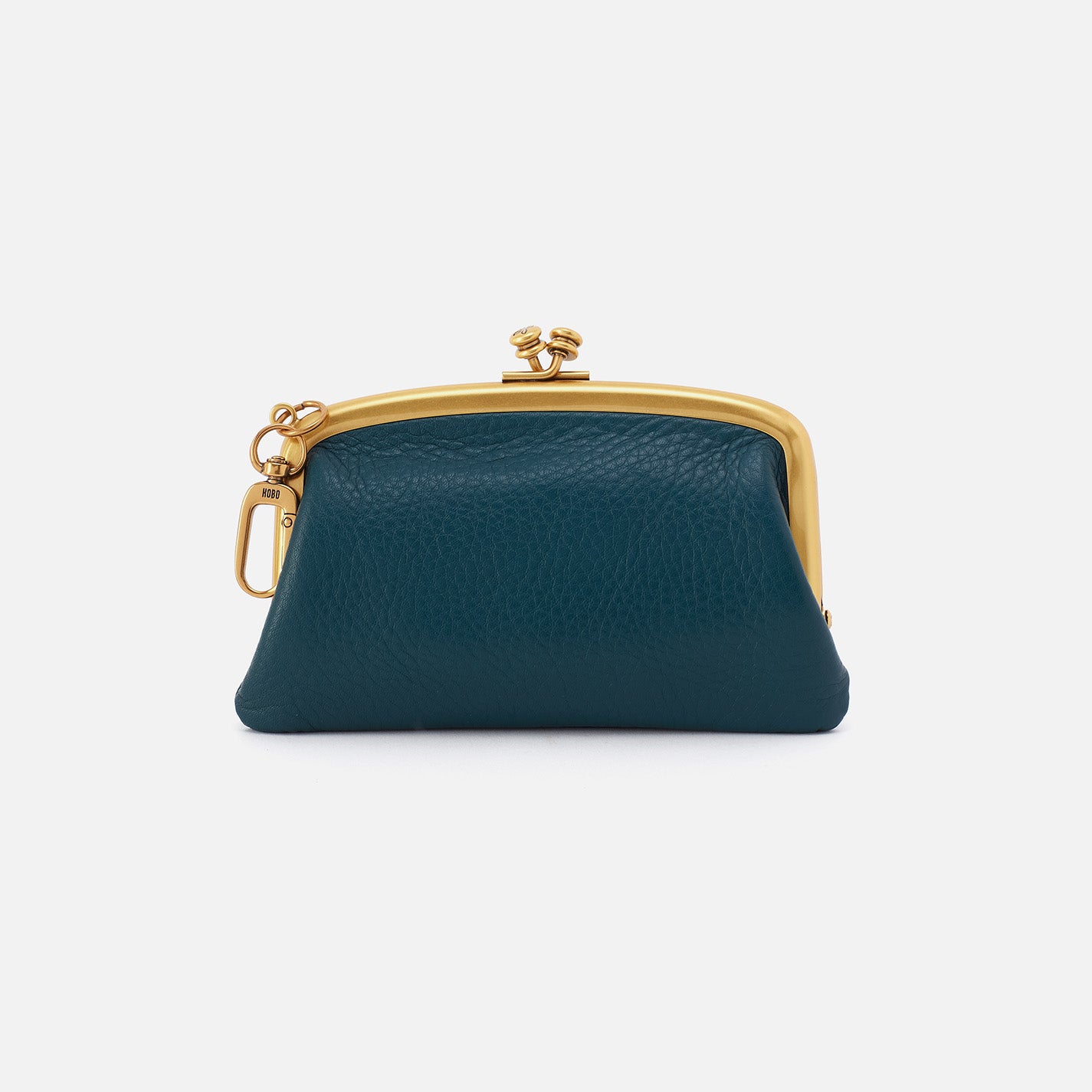 Premium Pebbled Leather Cheer Frame Pouch in Midnight Teal - Perfect for Everyday Essentials, Travel & Work Accessories