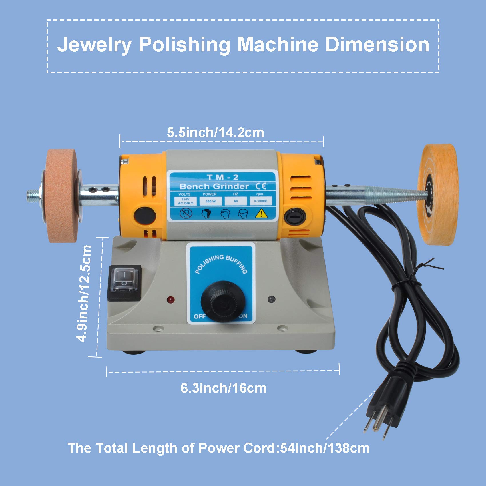 TM-2 350W Rock Polishing Machine - Professional Jewelry & Gem Polisher Kit with Bench Lathe, Tumbler & Grinder Tools (110V) - Perfect for DIY Jewelry Making, Lapidary & Stone Polishing Projects