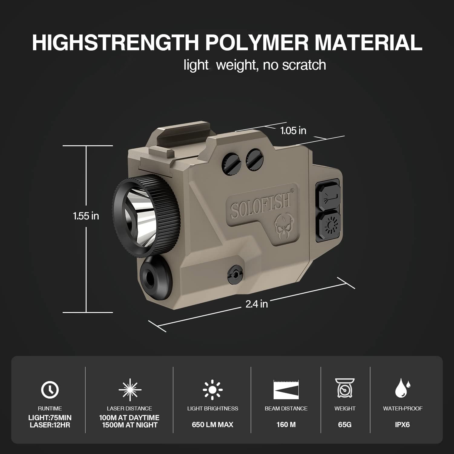 SOLOFISH Magnetic Rechargeable Gun Beam - Green/Blue/Red Laser Sight for Pistols & Rifles | Shockproof | Fits Glock 17/19 | Hunting & Tactical Use