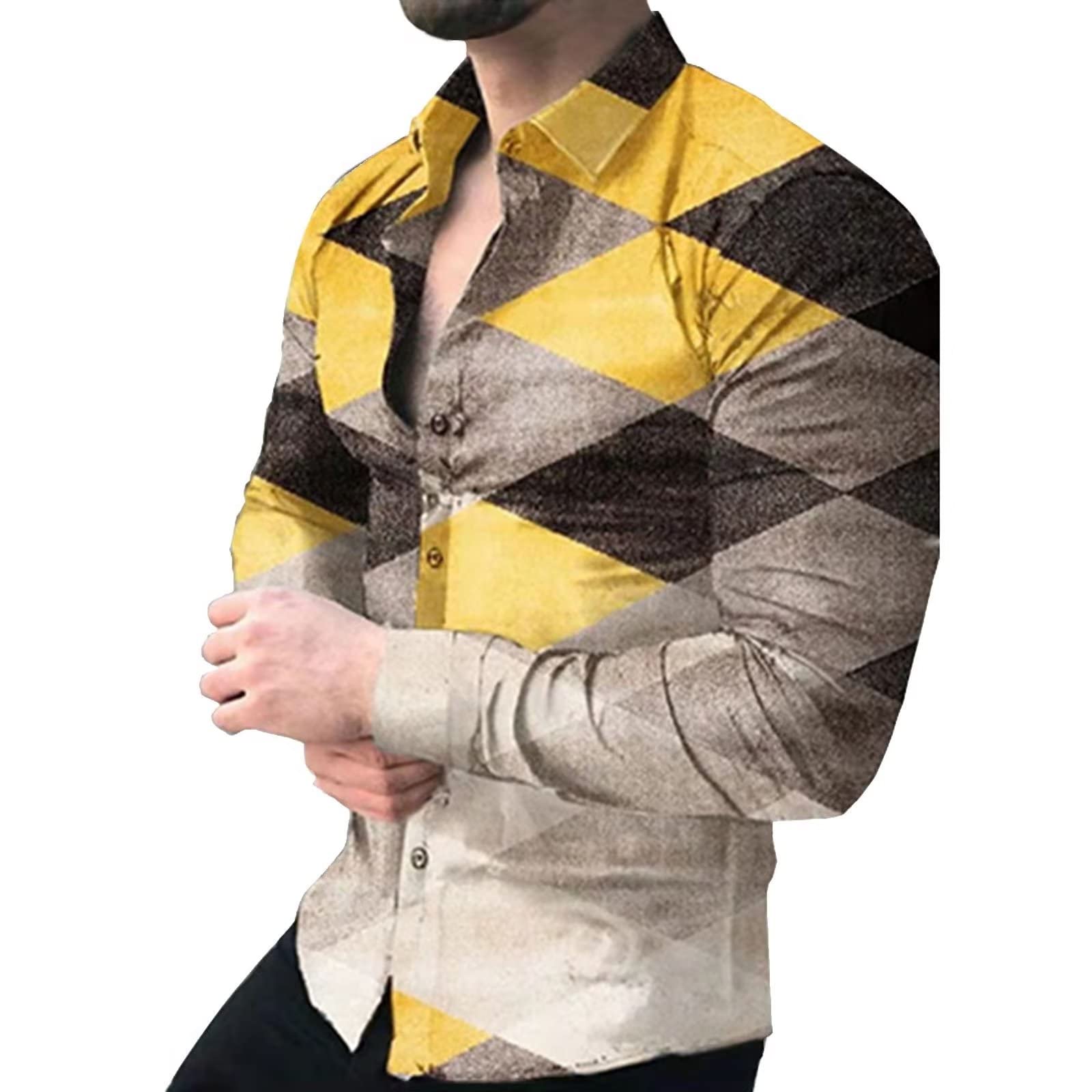 Men's Stylish Pattern Printed Long Sleeve Button Down Dress Shirts | Formal & Casual Wear for Office, Party & Business Meetings